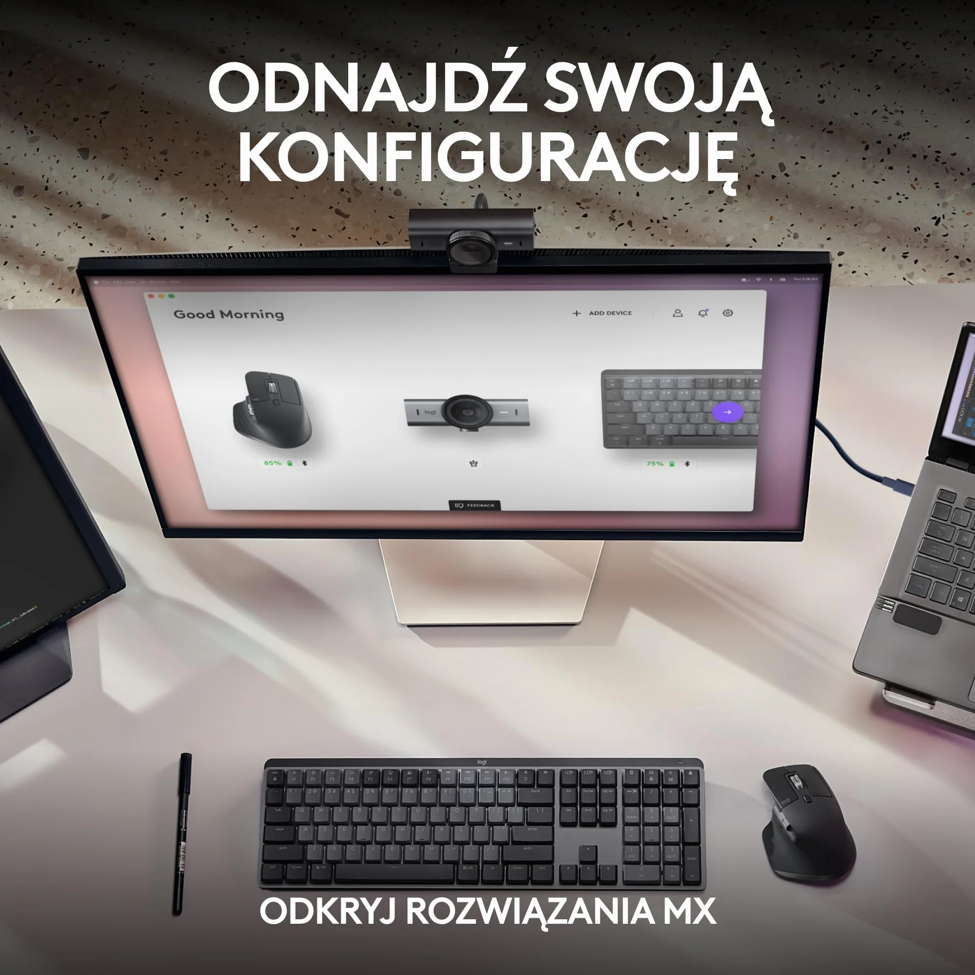 Logitech MX Brio Ultra HD 4K Kamera do streamingu, 1080p 60fps, mikrofony z redukcją szumów, USB-C, Grafit