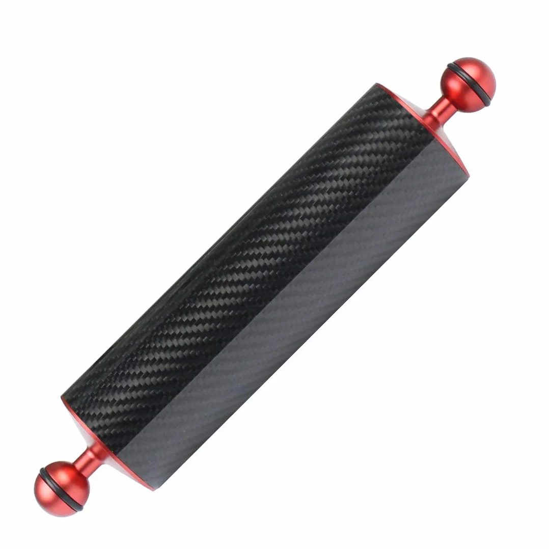 Pływająca ramię z włókna węglowego D60 mm do kamery podwodnej taca nurkowania 25 cm czerwona