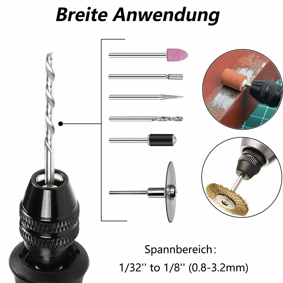 Zestaw 16 sztuk uchwytów wiertarskich, 1/32" do 1/8" 4486 szybkozmienny uchwyt wiertarski z zamiennikiem 4485 mosiężna tuleja zaciskowa metalowa (0,5 – 3,2 mm) adapter uchwytu wiertarskiego do