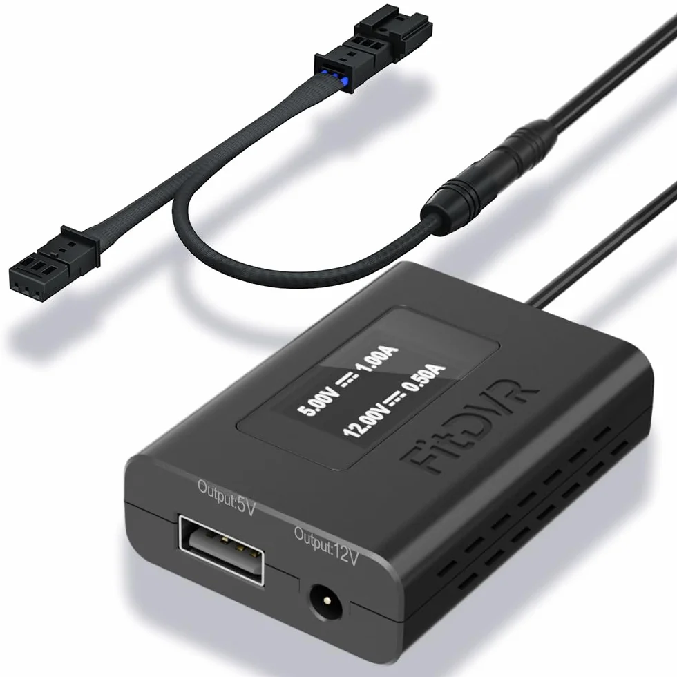 Adapter zasilania (3-Pin) nadający się do Volkswagen Porsche Audi Skoda, wyświetlacz LED Zasilanie USB, Podłącz do lusterka tylnego widoku, wyjście 5V 12V, Łatwe w instalacji, D3-021