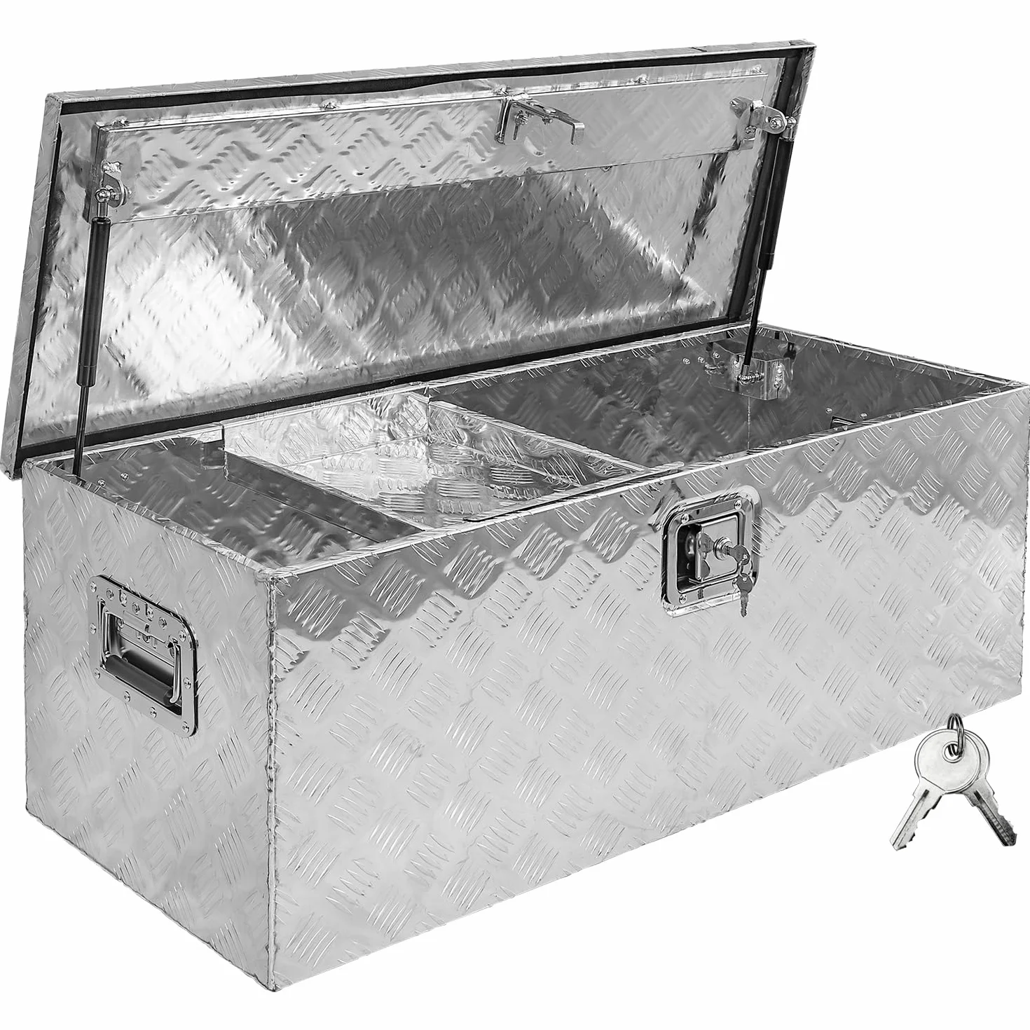 Zestaw D160 + schowek do zawieszania, skrzynka narzędziowa, skrzynka na przyczepę, aluminiowa skrzynka na przyczepę, pojemnik aluminiowy, pojemnik na wkładkę, pojemnik na przybory Trucky
