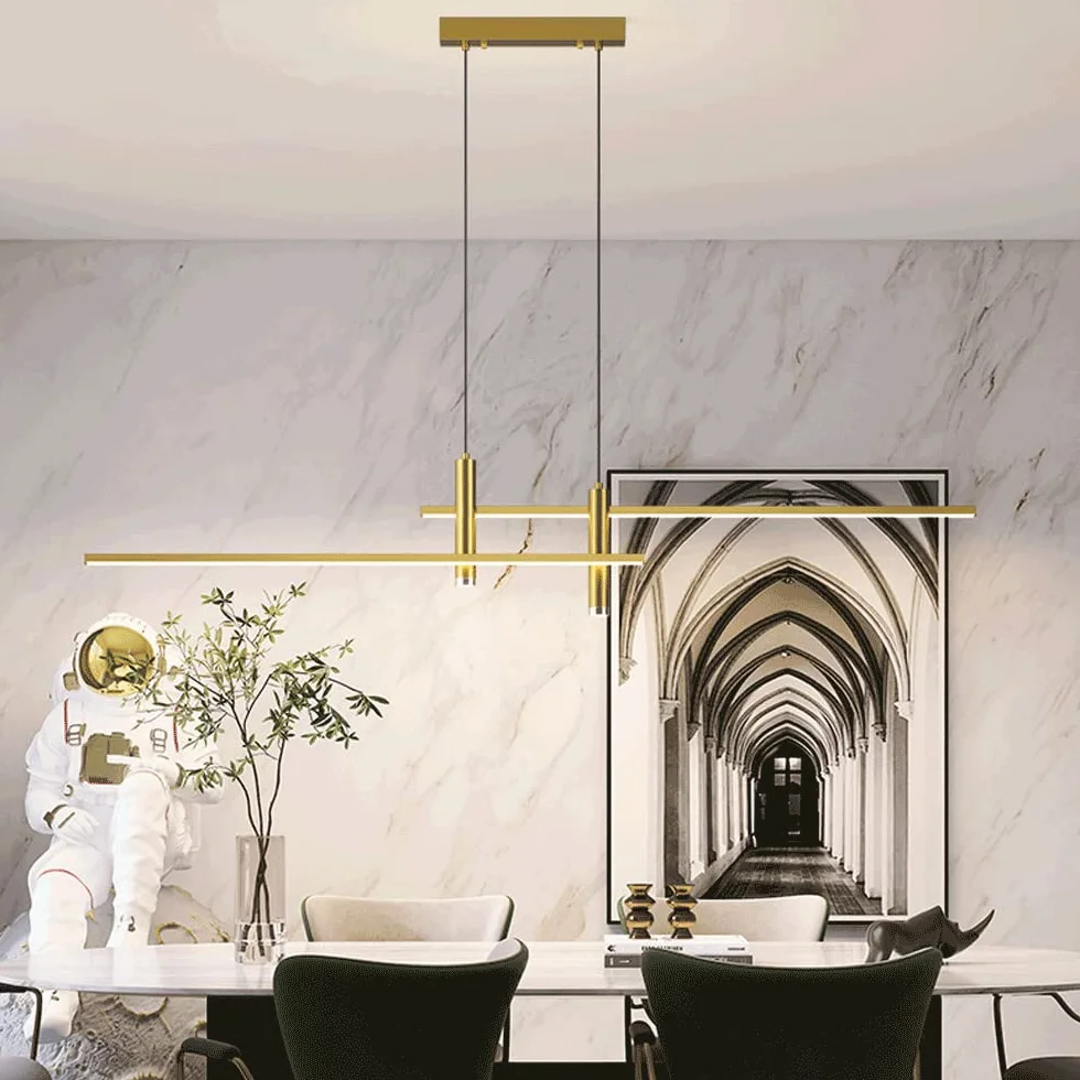 Nowoczesny minimalistyczny żyrandol do jadalni z reflektorem LED, regulowana lampa wisząca z metalowym paskiem, lampa sufitowa, regulowane oświetlenie wewnętrzne, lampy -BA