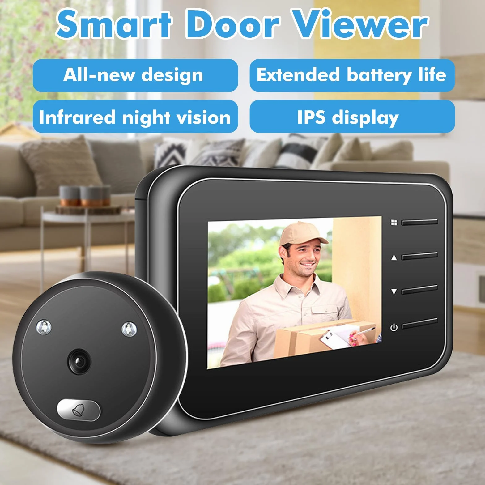 Nikou 2,4-calowy ekran TFT LCD, inteligentny wizjer do drzwi, kamera z dzwonkiem do drzwi, 4 dzwonki, szerokokątny aparat 1 MP 120°, widoczność w nocy, do domu, biura, mieszkania, hotelu