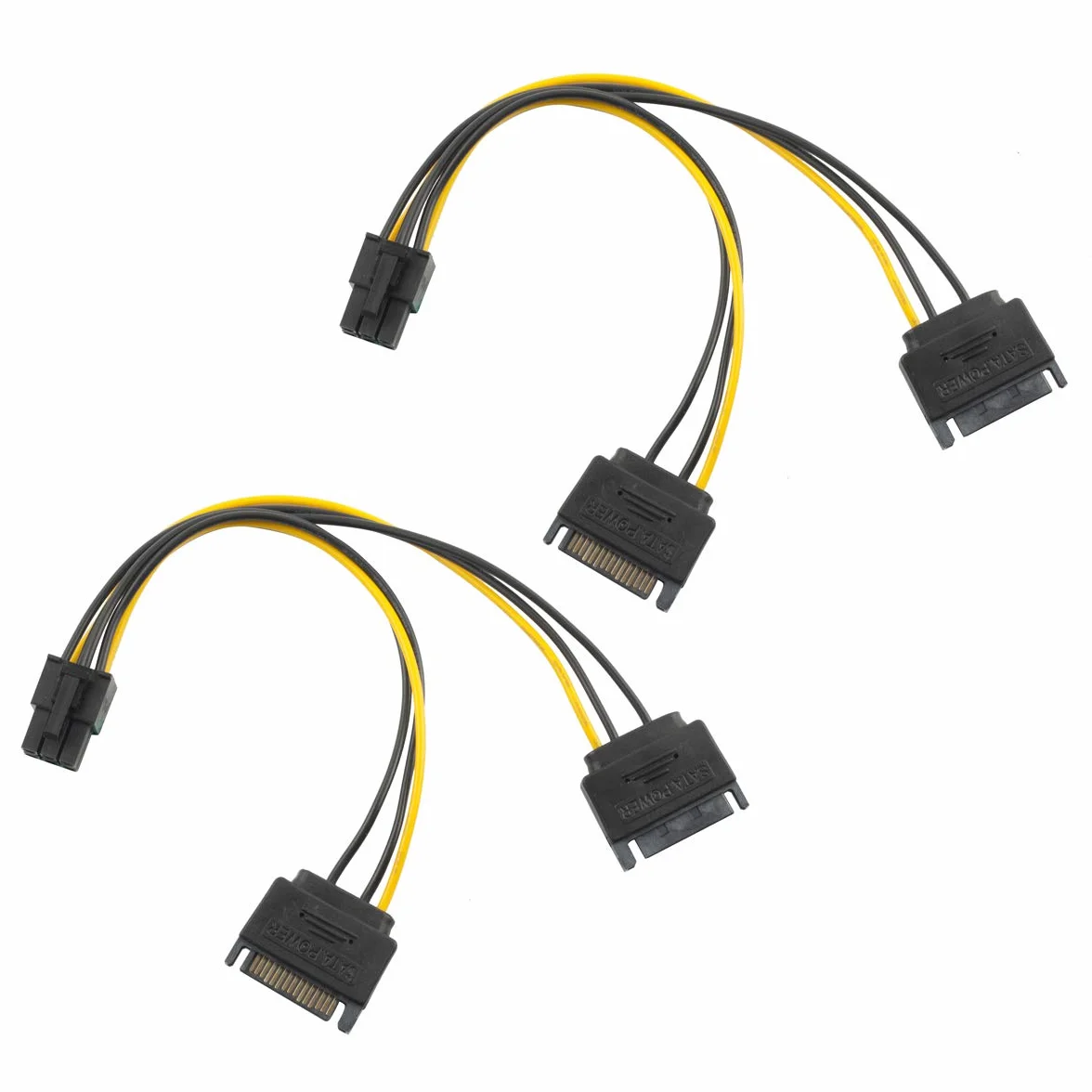 Kabel zasilający PCIe 6-pinowy na podwójny SATA 10 cm 2 sztuki