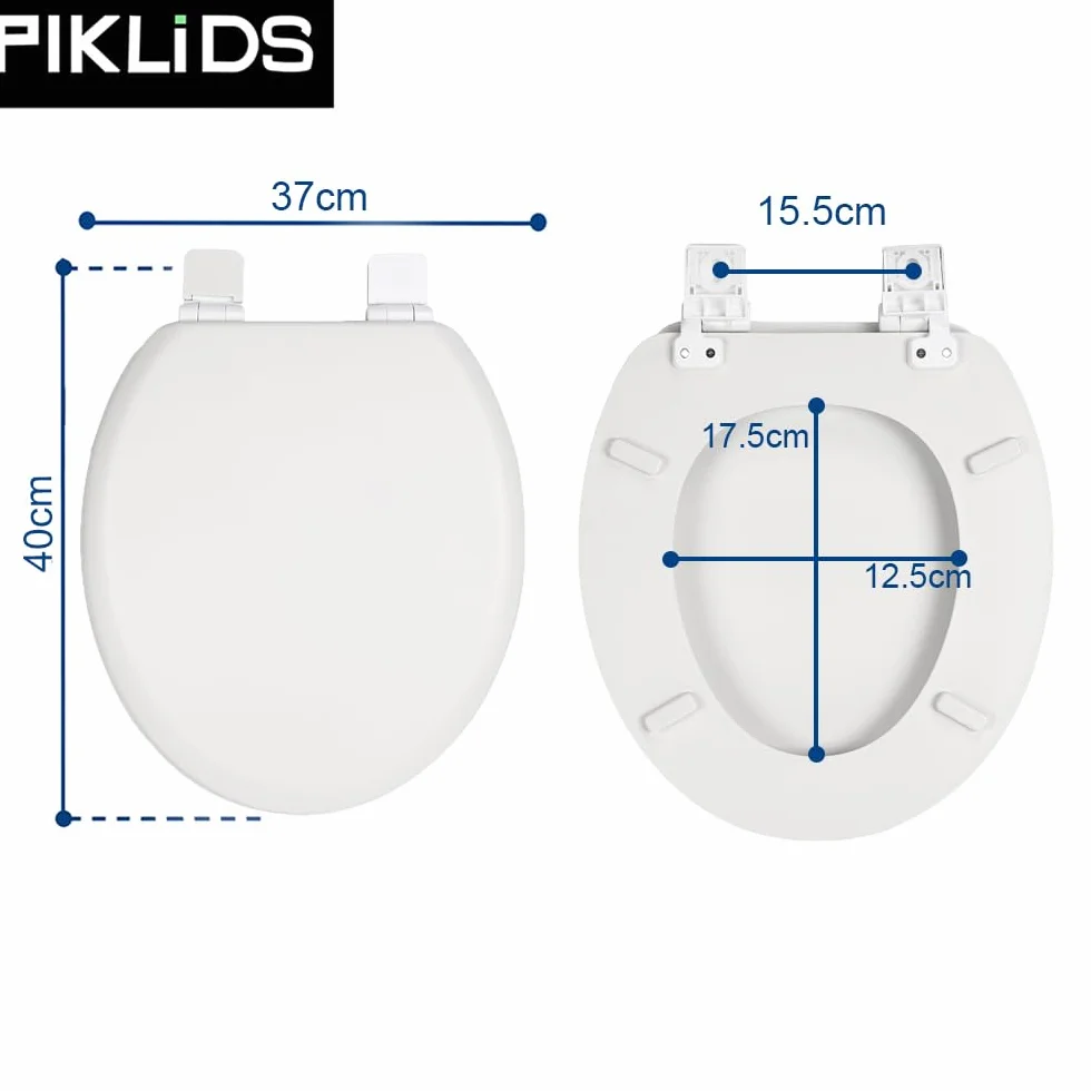 Deska sedesowa z drewnianym rdzeniem, kolor biały matowy – Soft-Touch i ultra gładka (bez skórki pomarańczowej), wolnoopadająca i szybkie zapięcie (Easy-Clean), kształt O, rozstaw otworów 155 mm