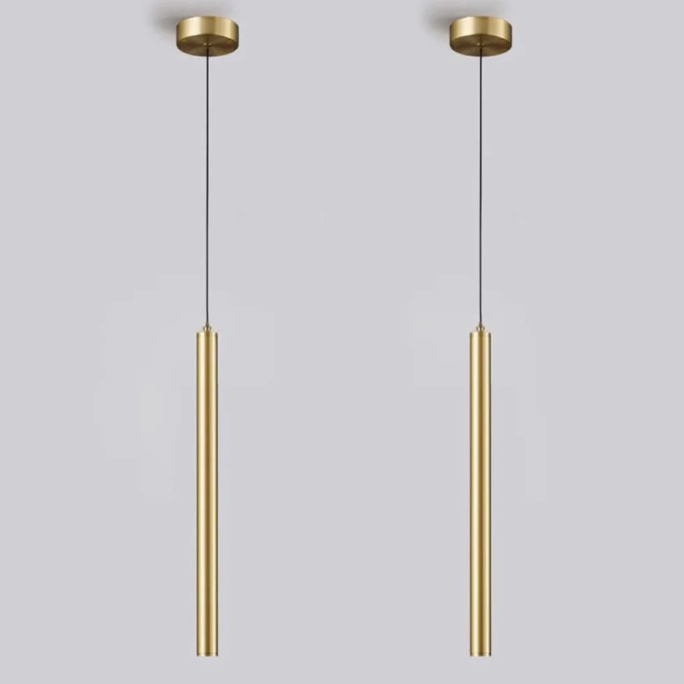 Zestaw 2 lamp wiszących LED nowoczesny żyrandol minimalistyczny design oprawa sufitowa LED złota aluminiowa lampa wisząca do jadalni, sypialni, salonu, 50 cm