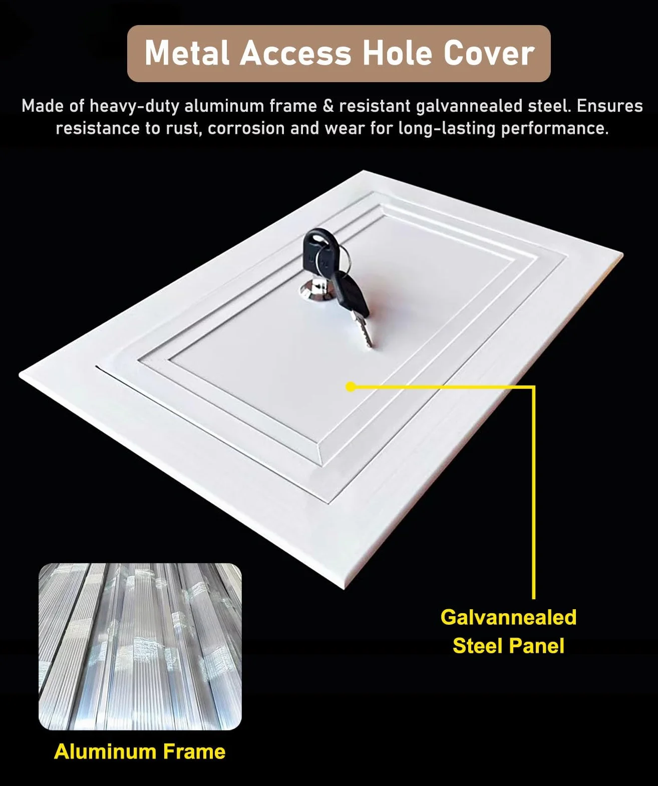 Zamykany panel dostępu do płyt kartonowo-gipsowych – bezpieczne drzwi wejściowe z płyt gipsowo-kartonowych (650 x 1100 mm / 26 x 45 cali) z kluczem do łatwej konserwacji i naprawy, trwałe i