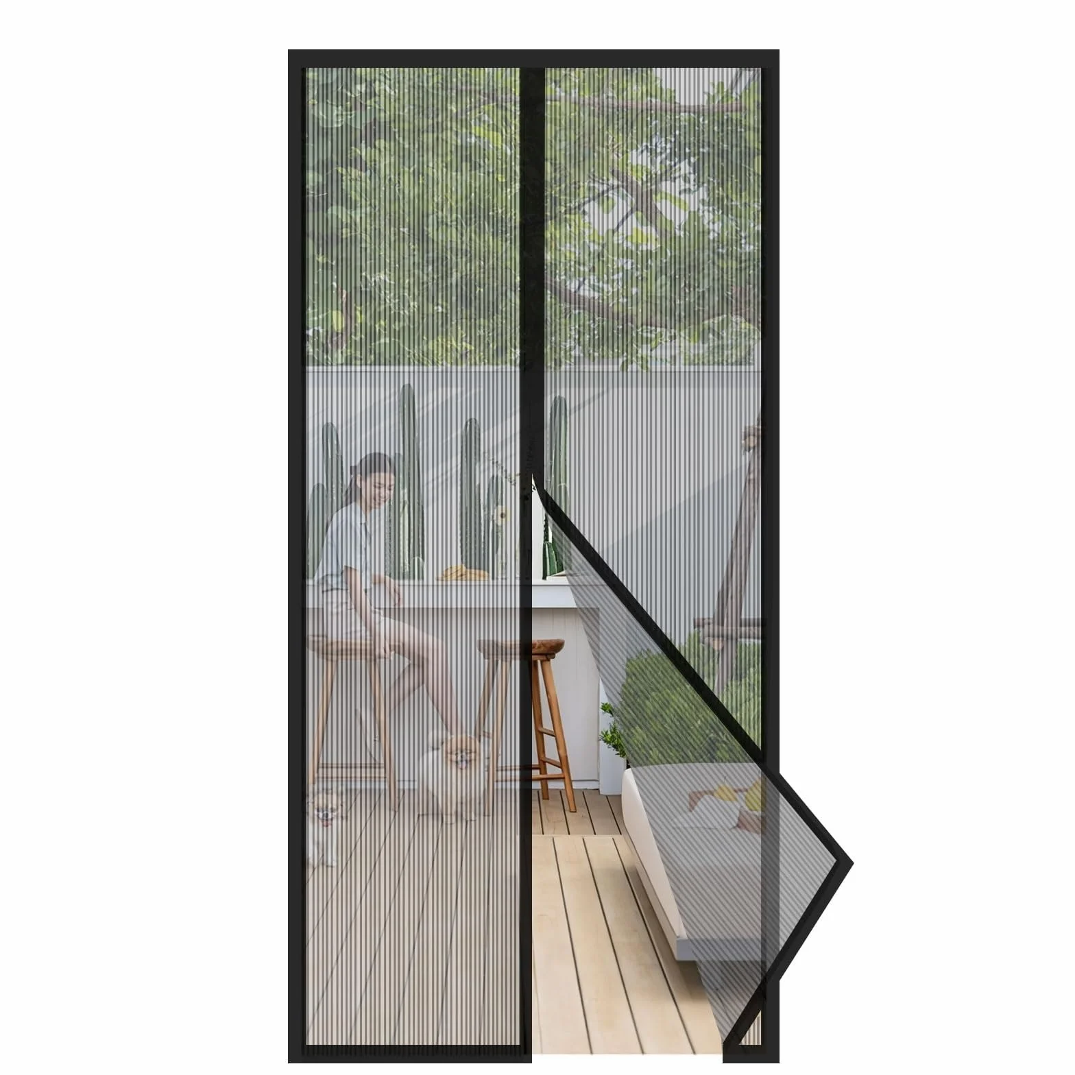 Sekey Magnetyczna moskitiera na drzwi, bez wiercenia, zasłona na drzwi, na balkon, zasłona magnetyczna, ochrona przed owadami, z taśmą klejącą, 80 x 220 cm, czarna