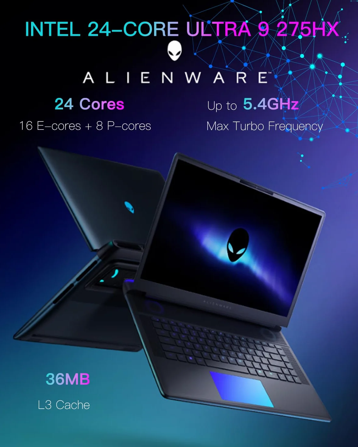 Alienware Area 51 Laptop do gier 16", RTX 5080 16 GB, Intel Ultra 9 275HX, 64 GB DDR5, QHD+ 240 Hz, Win11 Pro