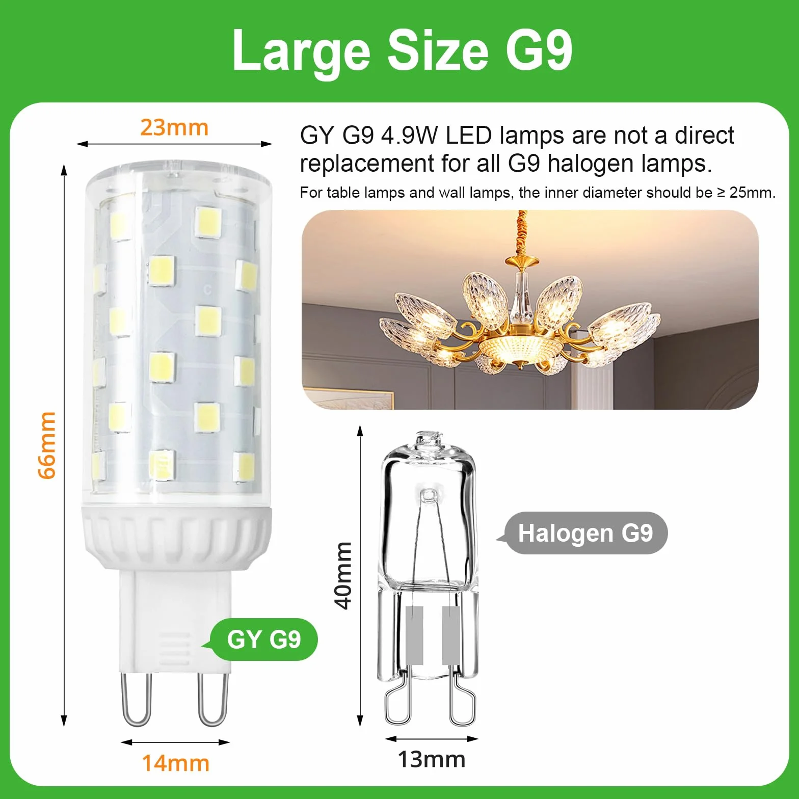 GY G9 Led ?arówka neutralna biel 4000K, 4,9 W 908 LM Odpowiednik 75 W, energooszcz?dna ?arówka LED G9 klasa B, 23 mm x 74 mm, 220-240 V, nie?ciemnialna, niemigocz?ca, zestaw 10 szt