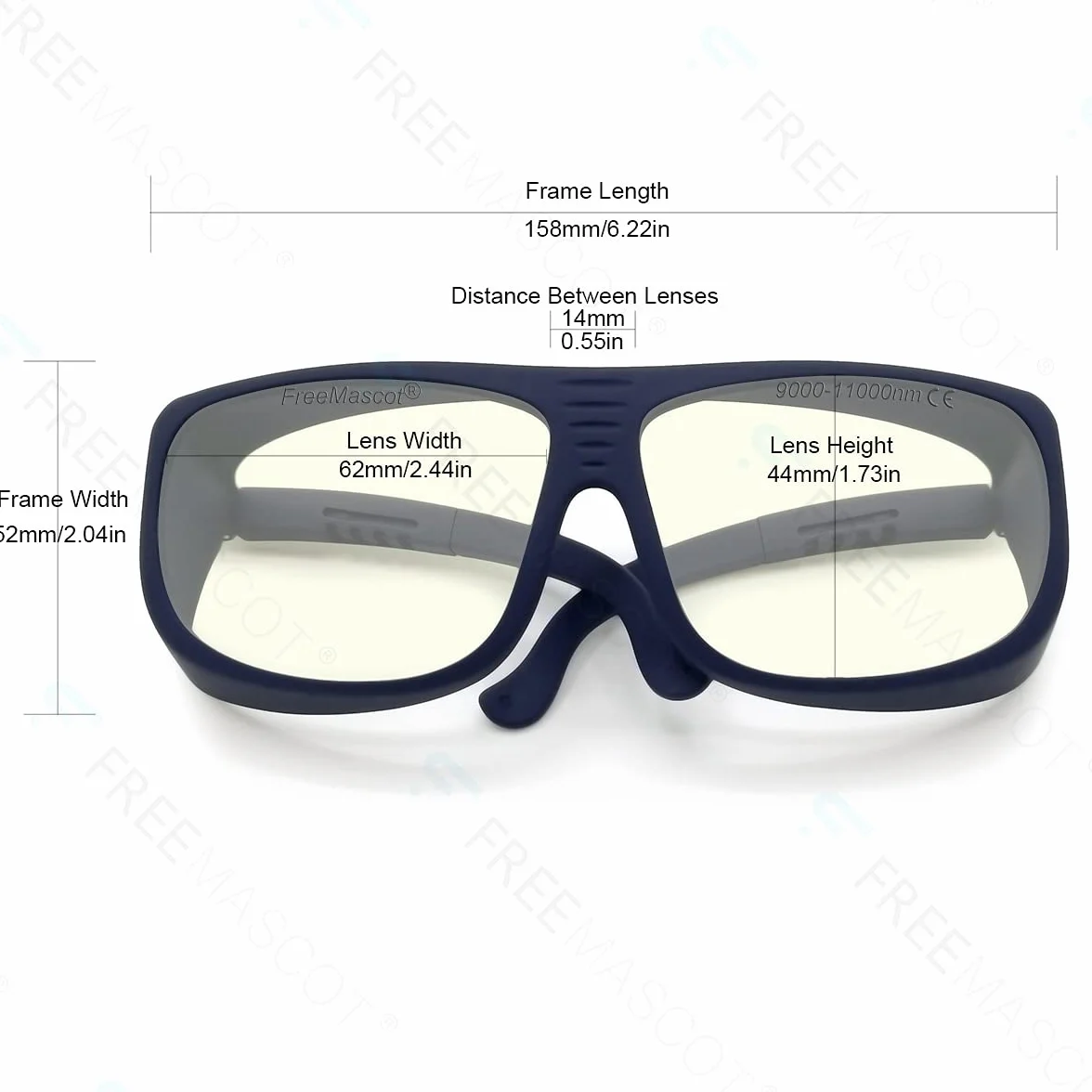 FREEMASCOT OD 6+ 9000 nm-11000nm laserowe okulary ochronne o długości fali CO2 do 10,6 um CO2, laserowe gogle ochronne 10600 nm