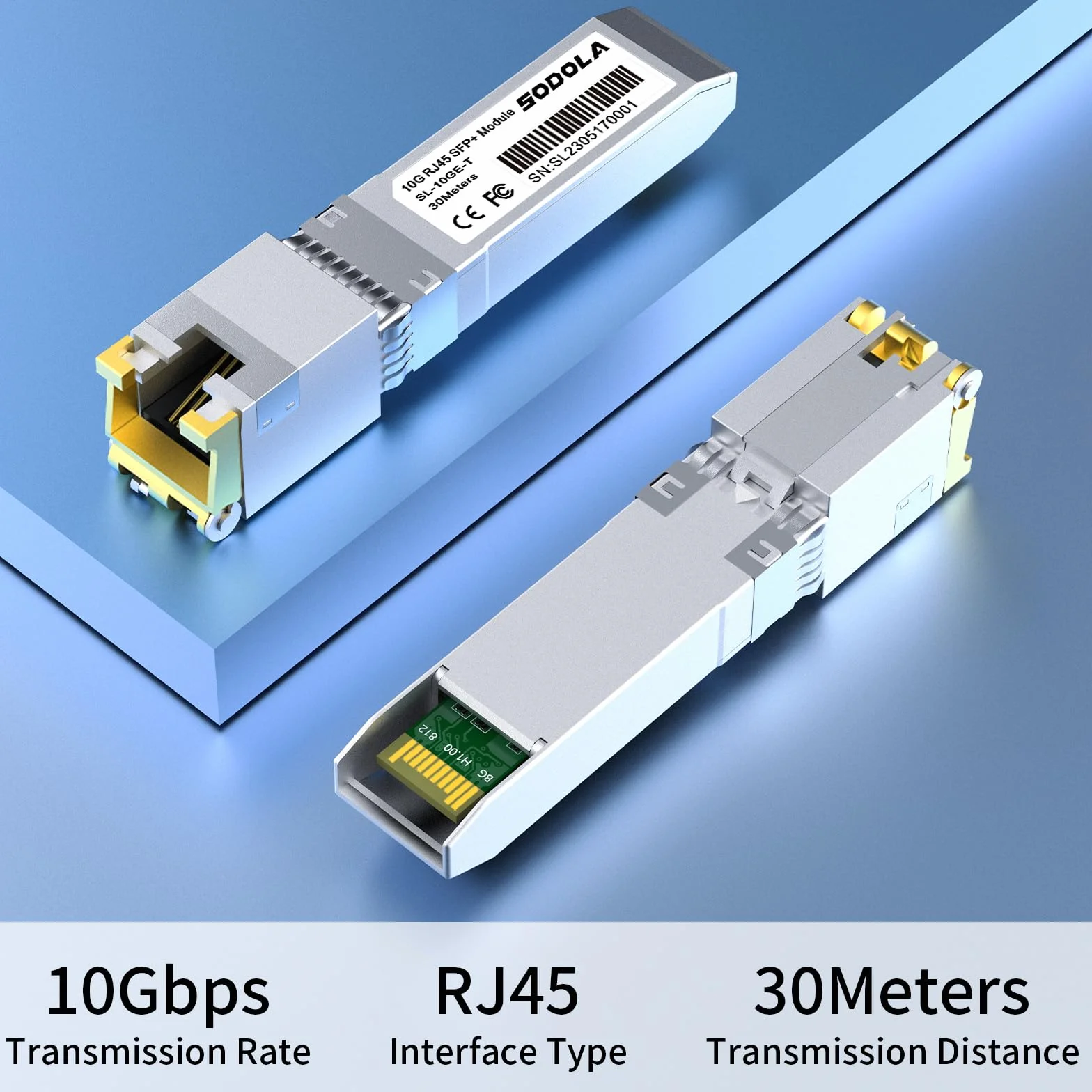 SODOLA 10GBase-T RJ45 SFP+ moduł miedziany 30m Plug and Play Hot Pluggable 1 sztuka