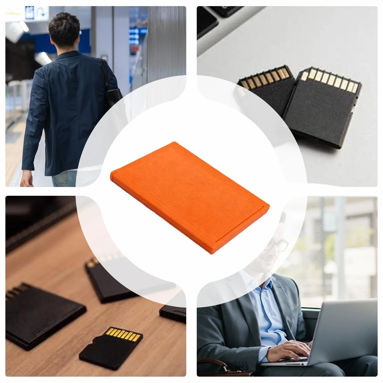 Memory Card Storage Box - Protective Shell for Media Organization with Secure Fit | Polylactic Acid Material with Resistance, Portable Mini Carrying Box Travel Tech Black for Professional Photo