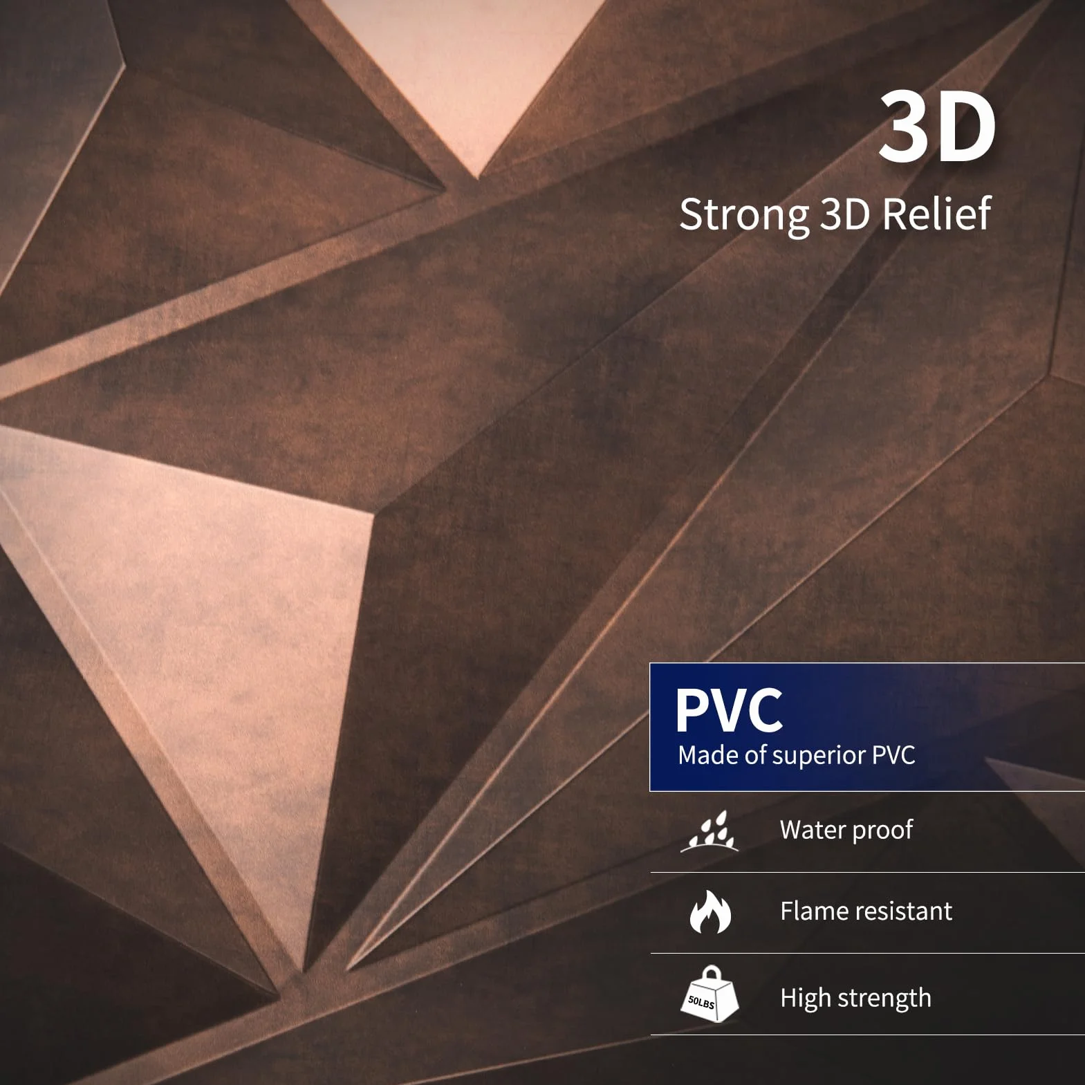 Art3dwallpanels Panel ścienny 3D PCW diamentowy 12 płytek antyczna miedź