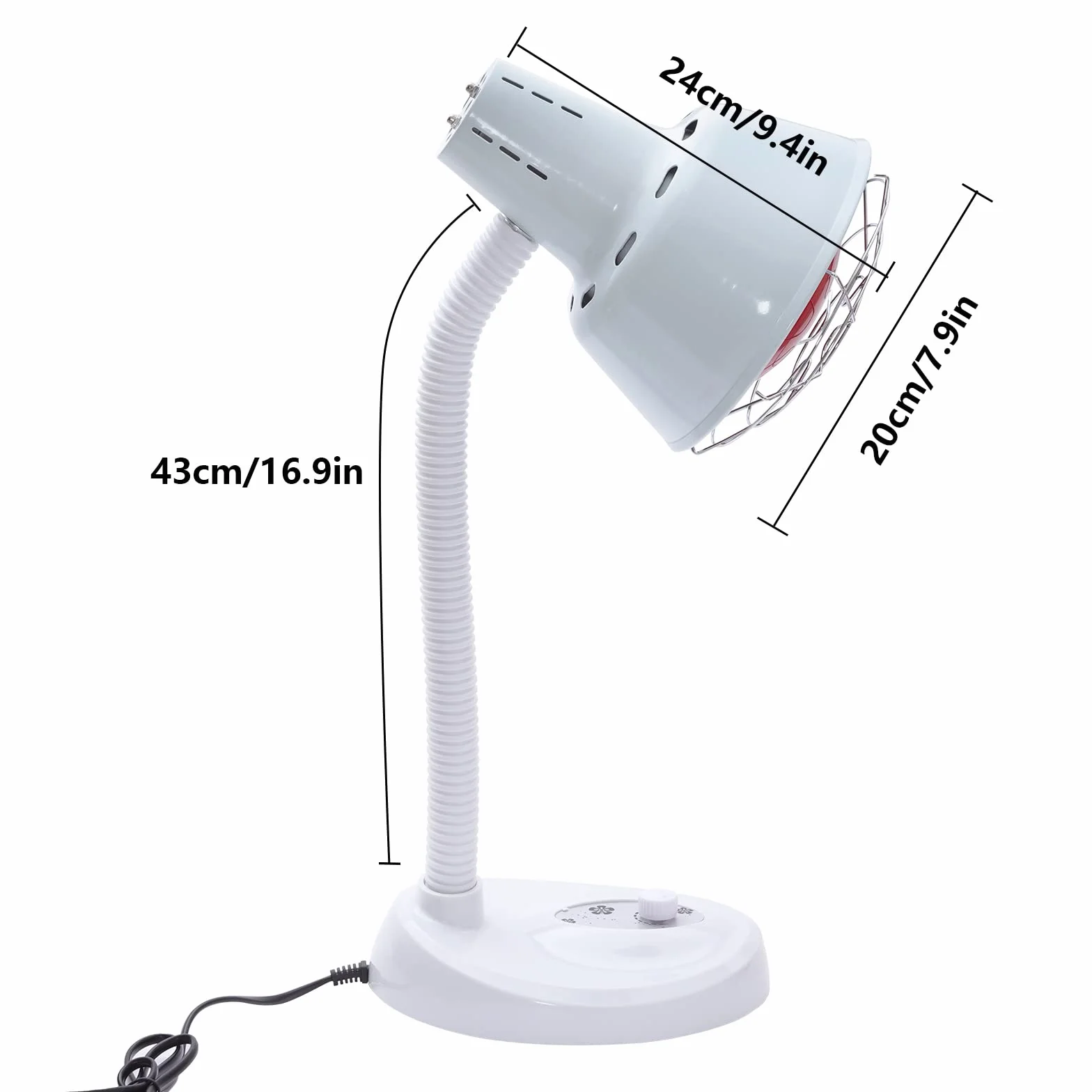Lampa na podczerwień 275 W, lampa grzewcza, blat stołu, czerwone światło, lampa na podczerwień, regulacja temperatury 0-115°C, lampa infarot na bóle mięśni, regulowany wąż