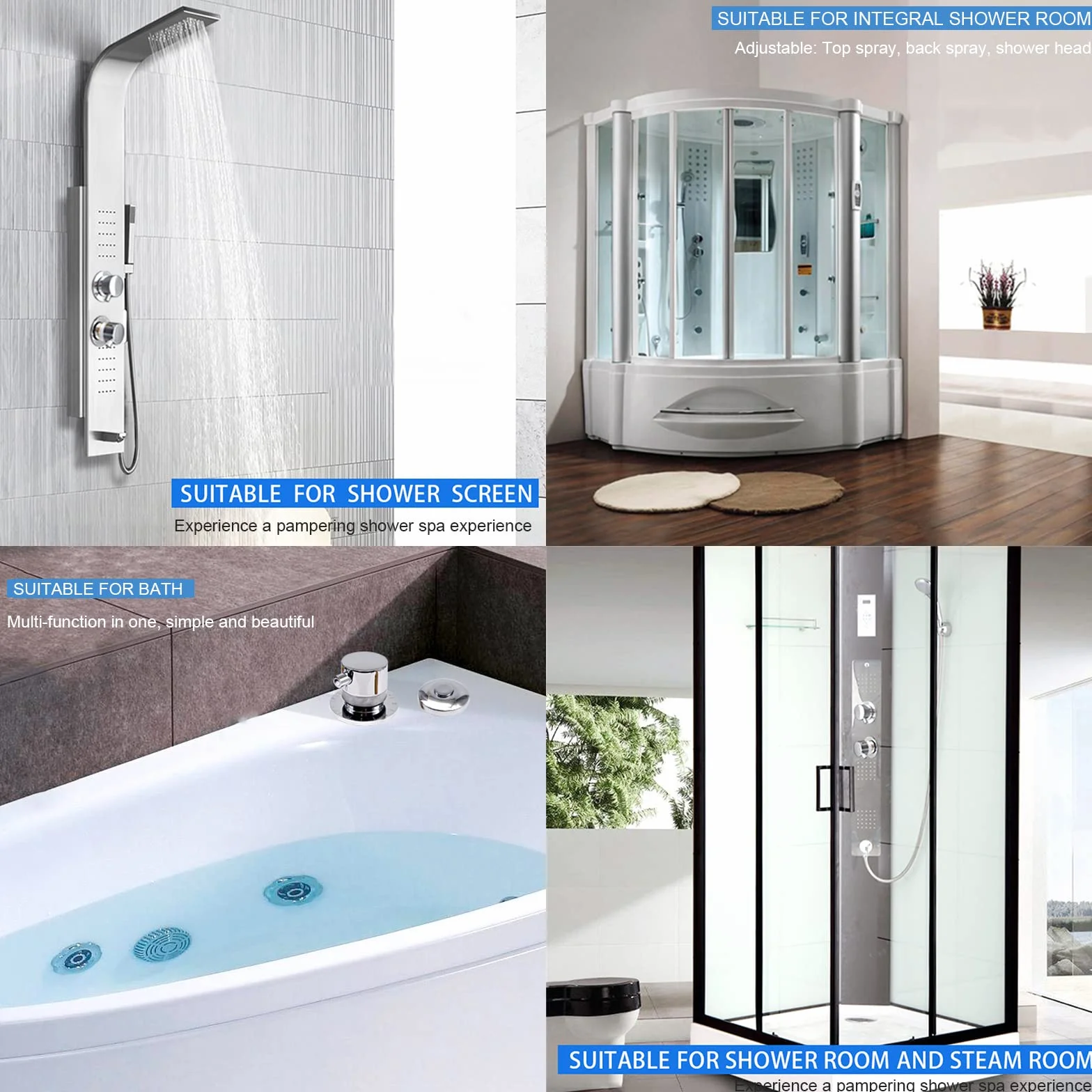 QHQQXN Mosiężna bateria prysznicowa 10/12,5 cm z gwintem wylotowym wody 2/3/4/5, podwójnym uchwytem, ​​wkładem ceramicznym, centralna odległość do kabiny łazienkowej