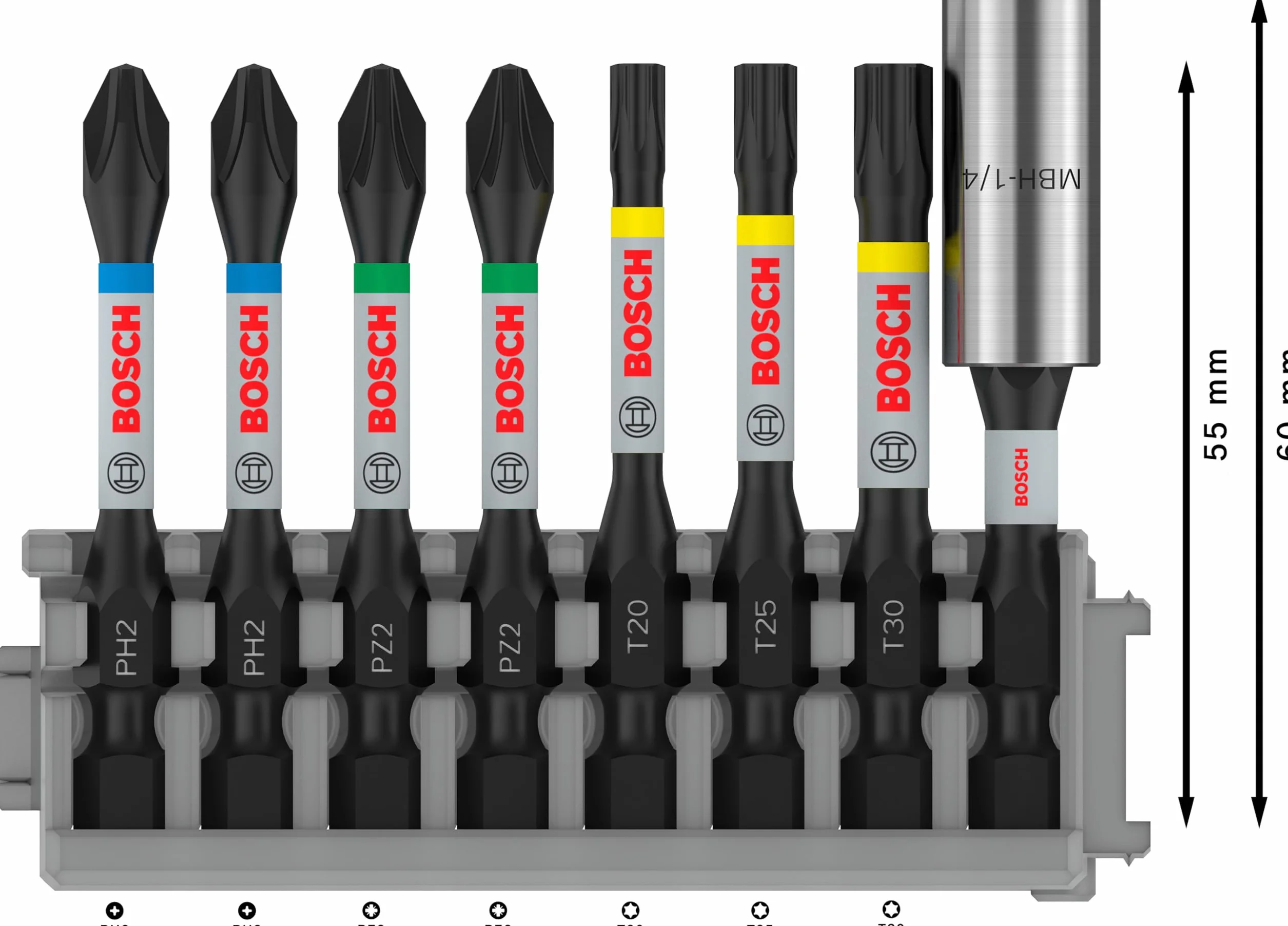 Bosch 8x PRO Impact Set ze standardowym uchwytem do bitów i indeksem Pick and Click (170 x 120 mm, Professional Akcesoria Śrubokręt, Śrubokręt)
