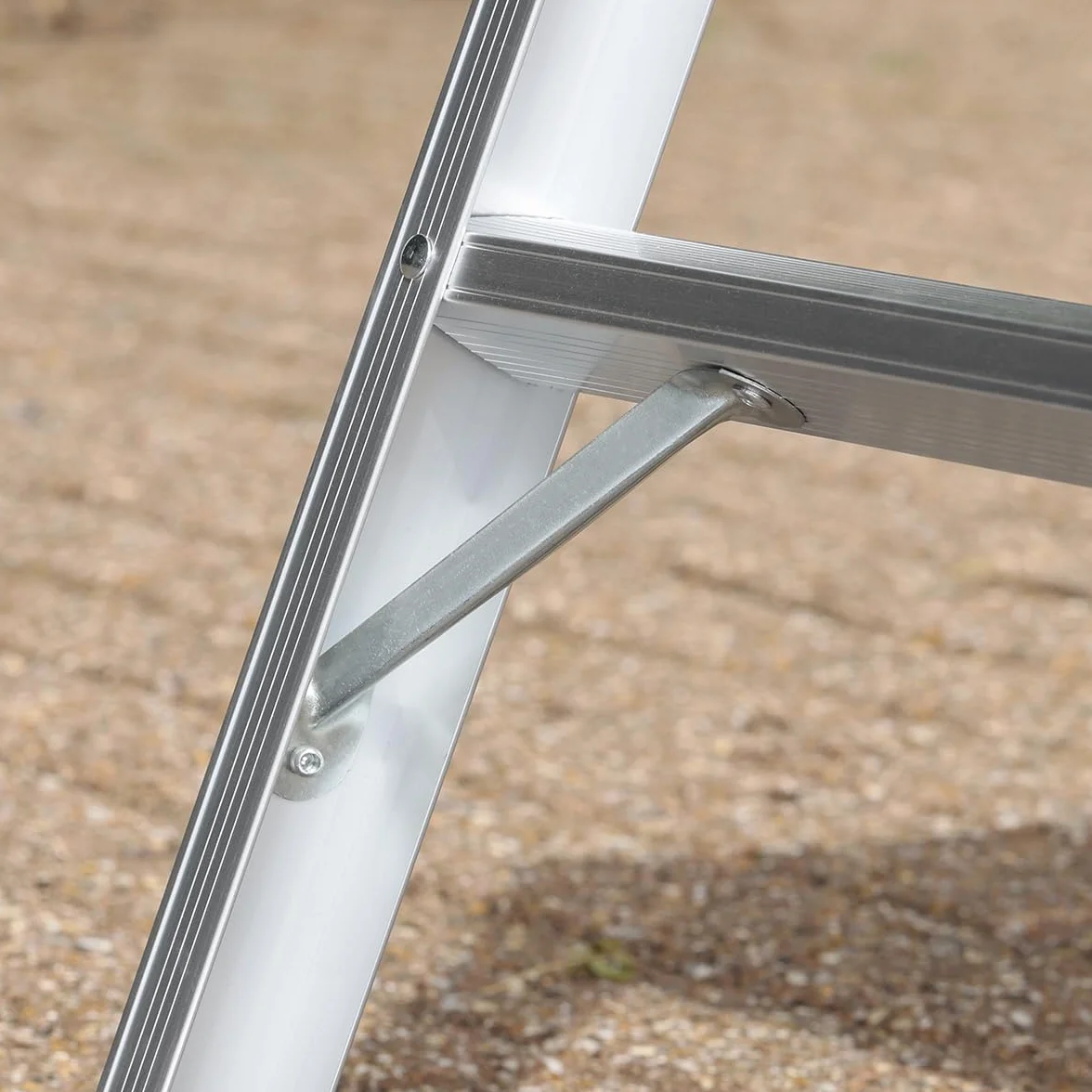 Aluminiowa platforma robocza, 760 x 300 mm, 2-stopniowa, składana, składana ławka, stołek, platforma robocza, składana konstrukcja, do siedzenia, drabina do pracy wewnątrz/na zewnątrz Tough Master