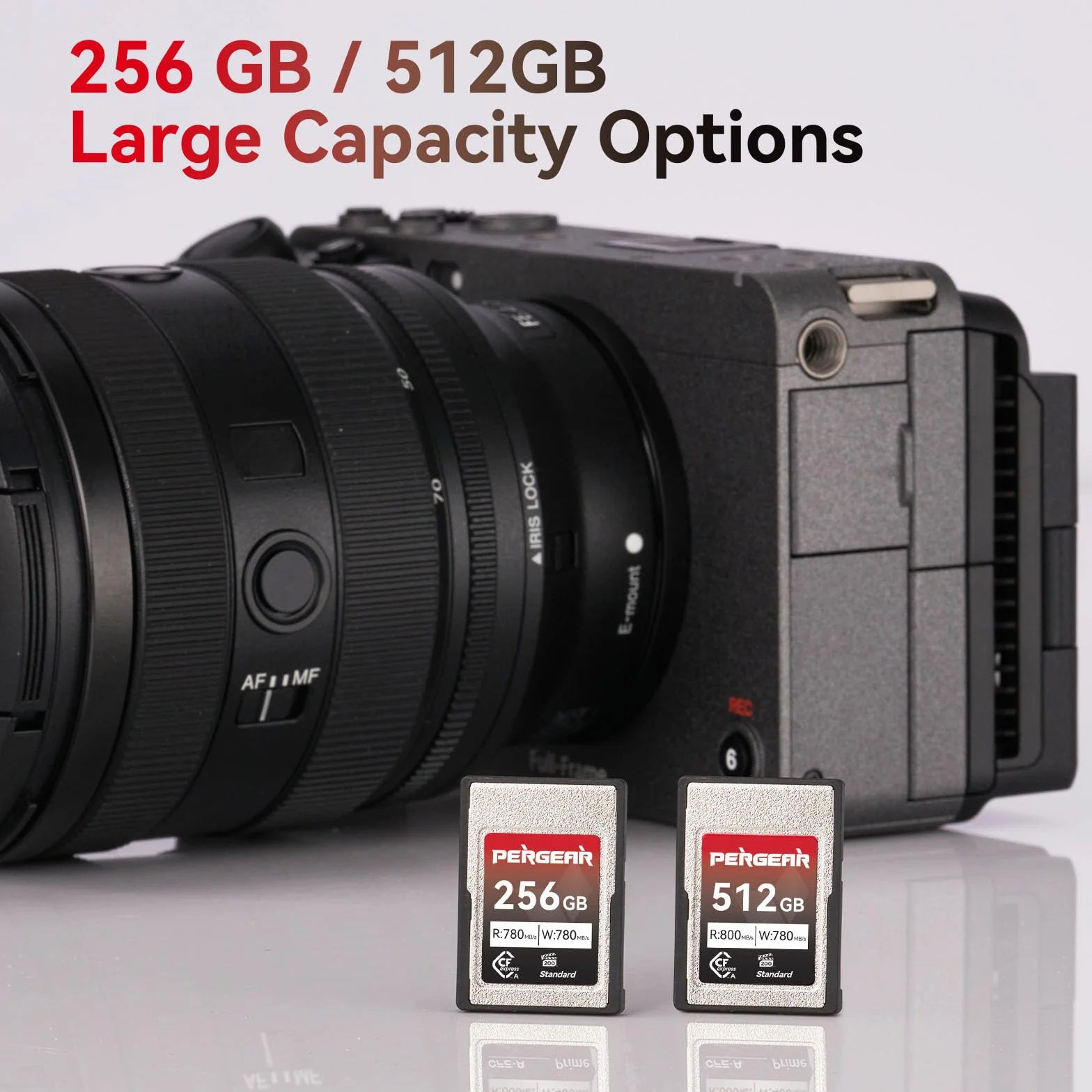 Pergear Karta pamięci CFexpress typu A 512GB 800MB/s odczytu 780MB/s zapisu 2-pakiet Sony Alpha