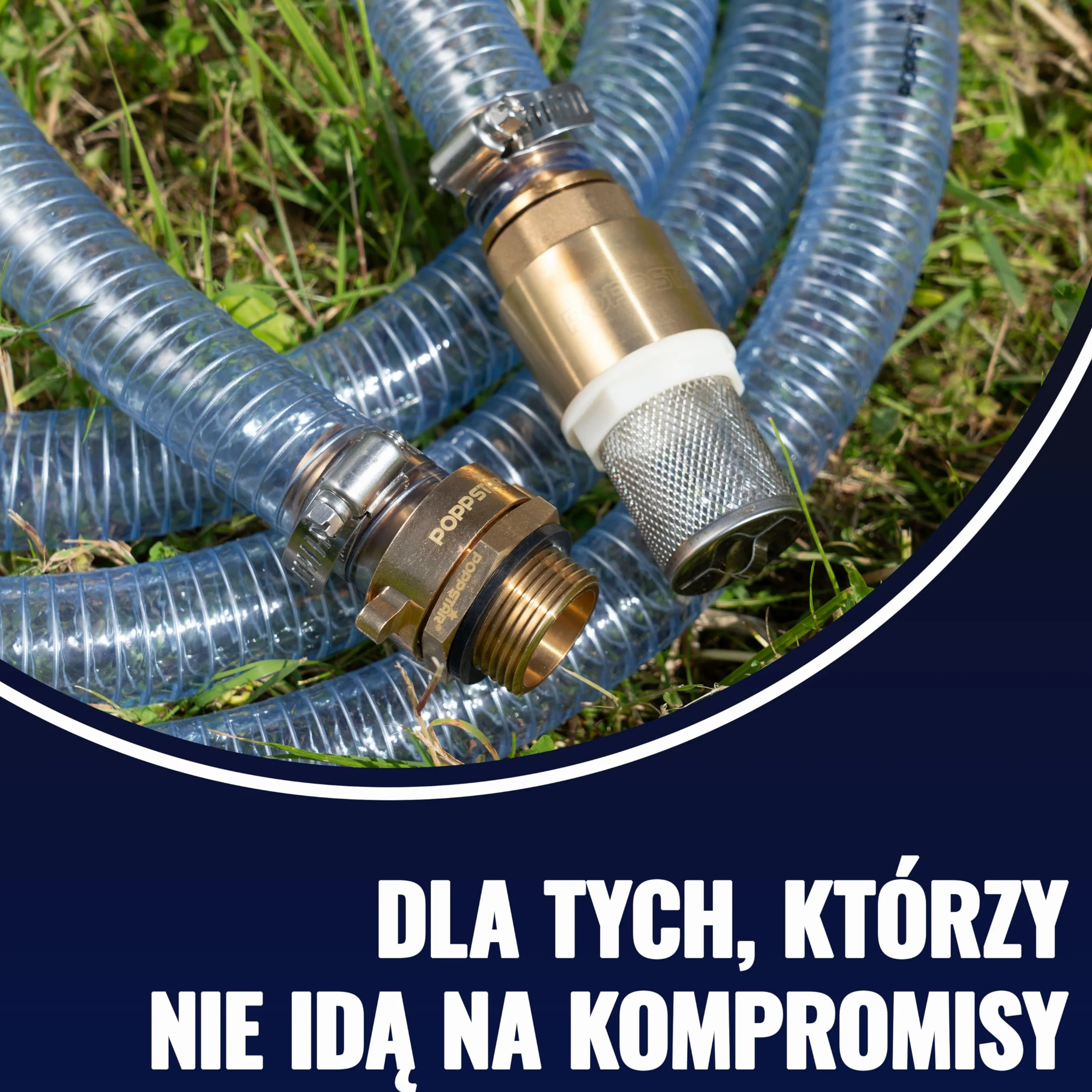 Poppstar Wąż ssący 1 cal 4m (ID 25mm, AD 33mm, grubość ścianki 4mm), w zestawie kosz ze stali nierdzewnej z zaworem zwrotnym, nakrętka zaciskowa ID 1 1/4" (41,9mm), kawałek redukcyjny AD 1" (33,3mm)
