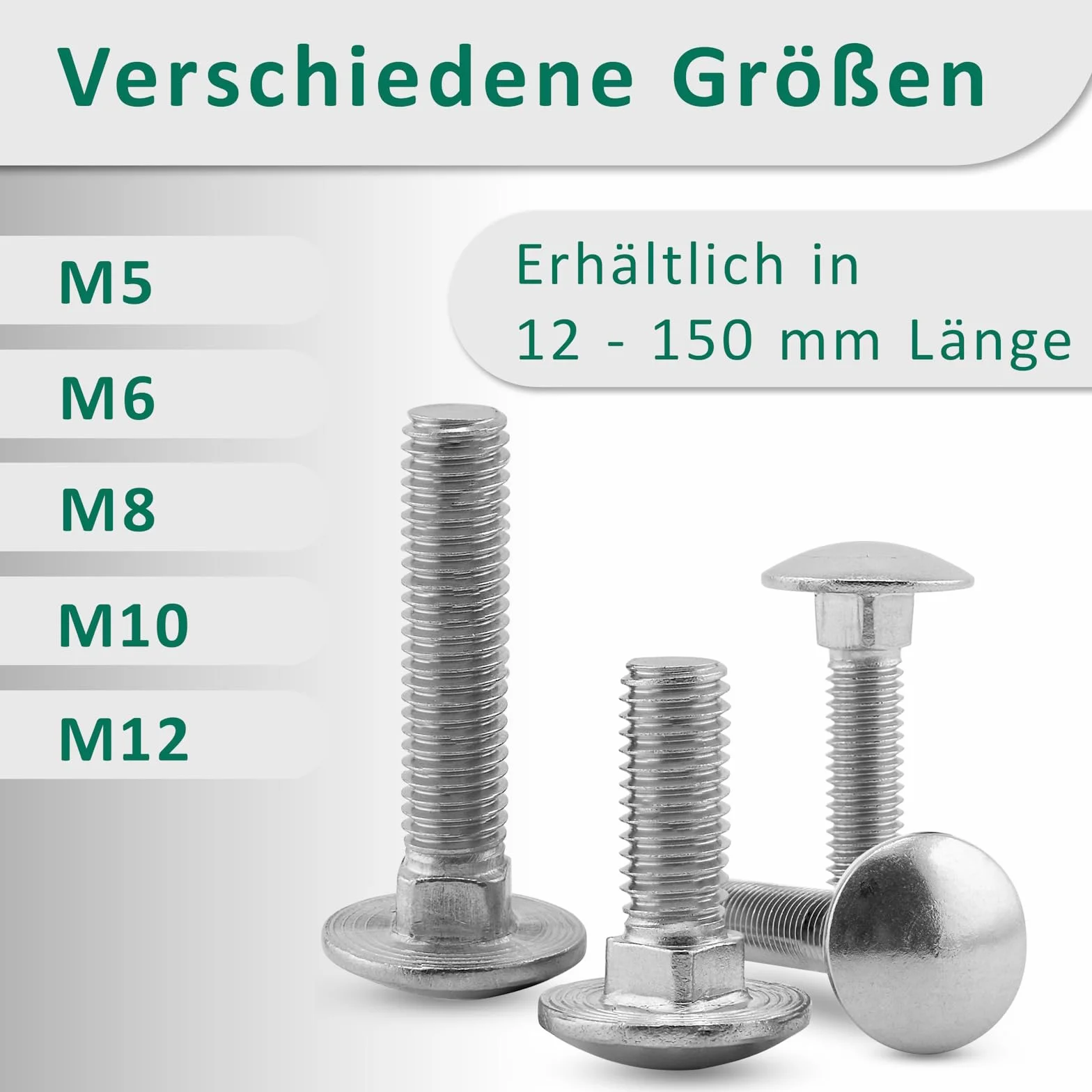 DSM – śruby z łbem płaskim okrągłym M12 x 35 mm zgodnie z DIN 603 – nakrętka kołnierzowa M12 z uzębieniem blokującym DIN 6923 – stal nierdzewna A2 – śruby z łbem płaskim okrągłym z nasadką czworokątną