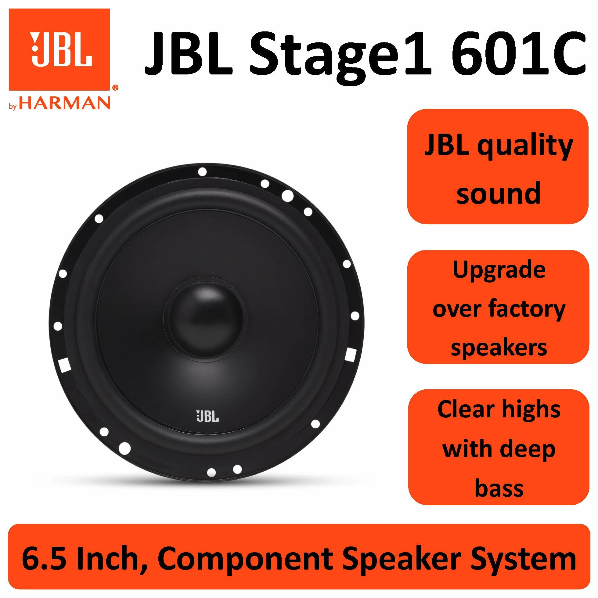 JBL Stage1 601C 6" 16 cm 2-drożny 200 W komponent samochodowy głośniki do drzwi