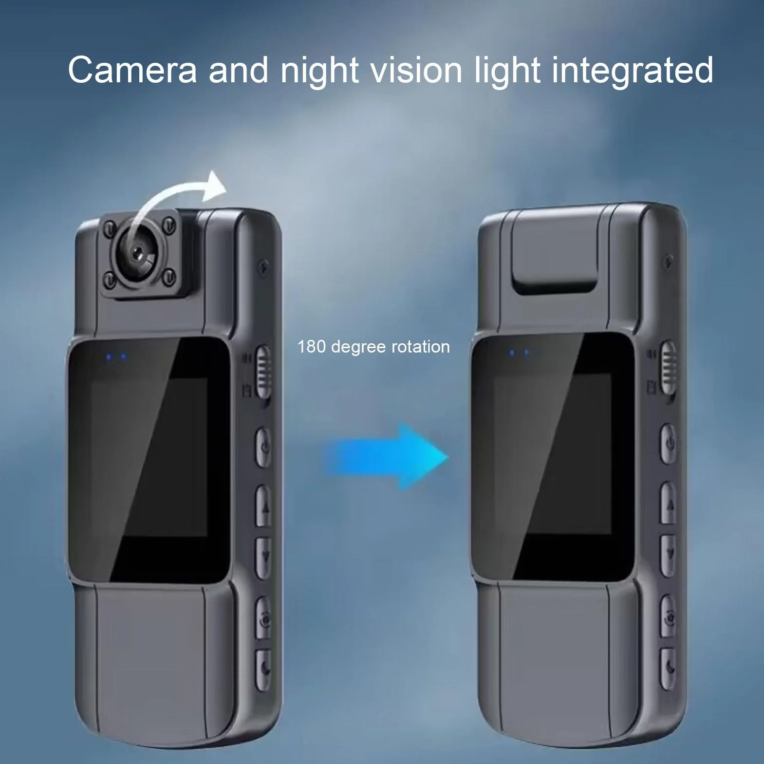 Kamera na Ciele 128 GB z Noktowizorem, Obrotowa Mini Rejestrator Policyjny