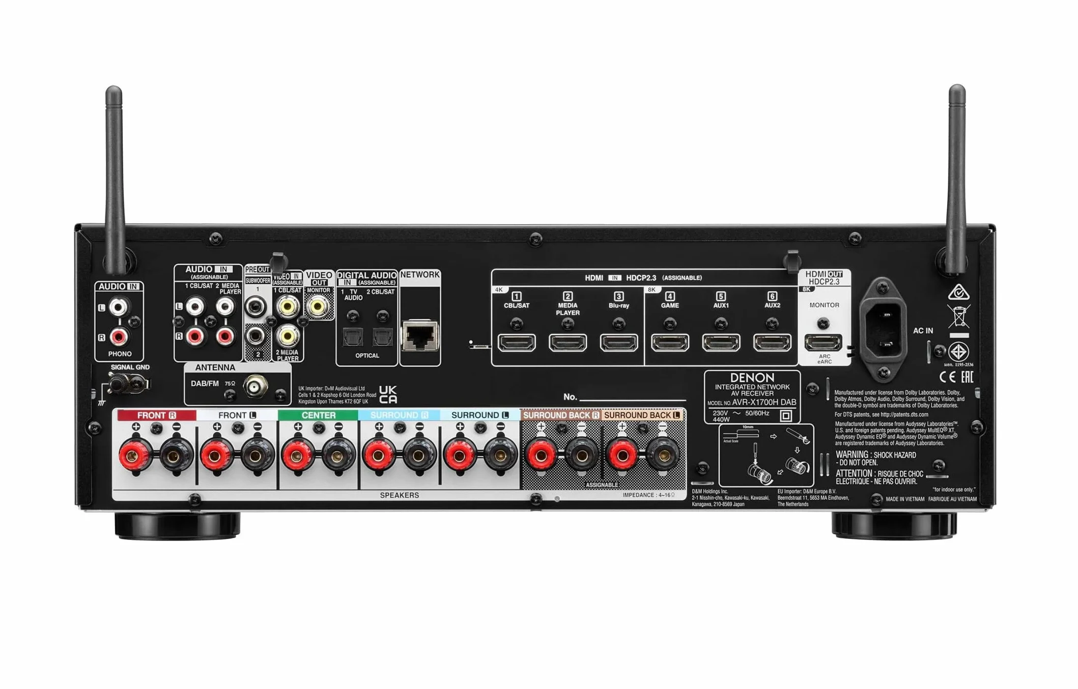 Denon AVC-X3800H Odbiornik AV, Czarny, 145W
