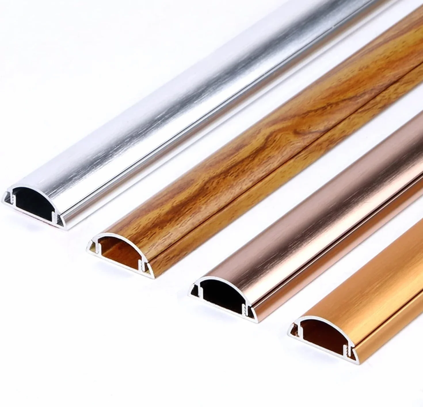 Zarządzanie ukrywaniem kabli do montażu na ścianie | Półokrągła, malowana listwa podłogowa ze stopu aluminium(Brown,No.5)