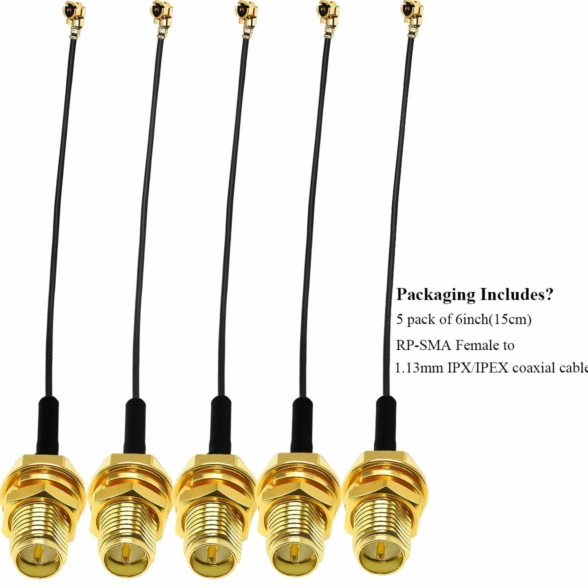Kabel antenowy przedłużacz 15 cm RP SMA IPX 6 cali 1,13 mm kabel koncentryczny 5-pak