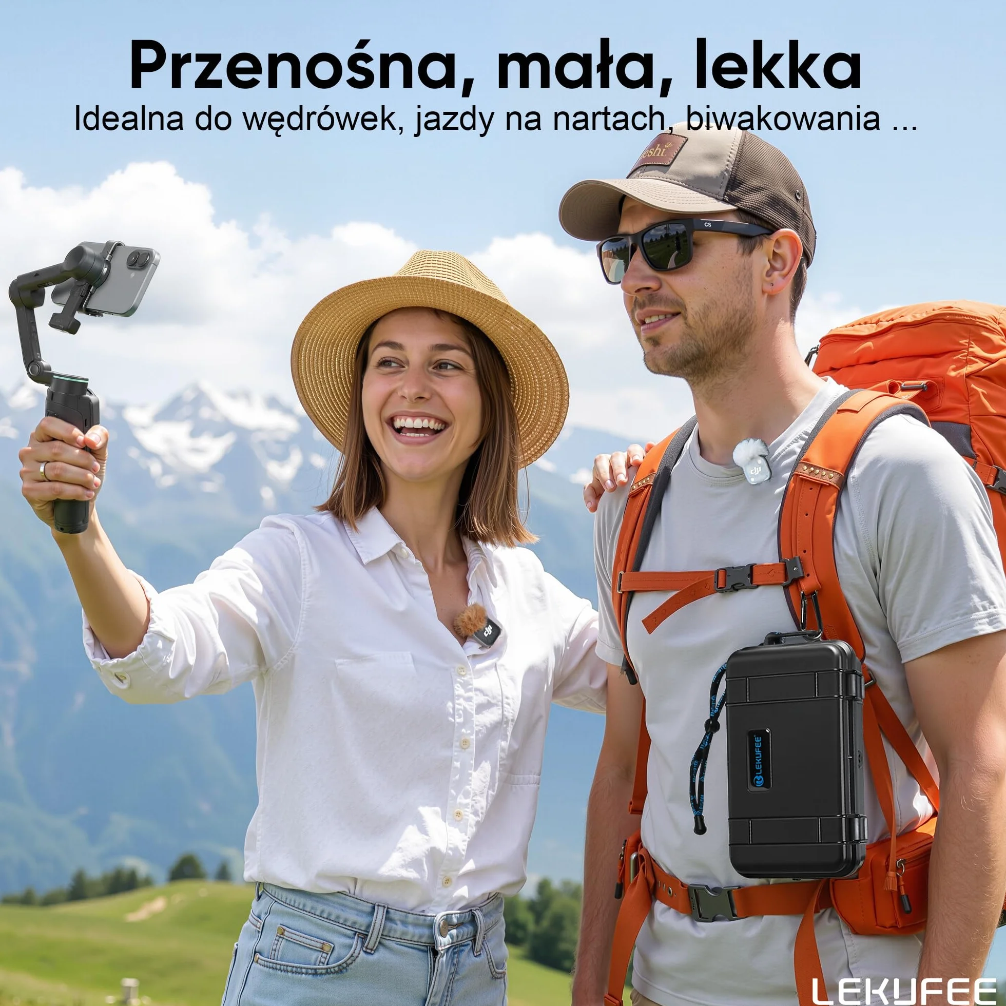 Lekufee podróżne wodoodporne twarde etui do stabilizatora DJI Osmo Mobile 8P i innych akcesoriów (tylko etui i torba)