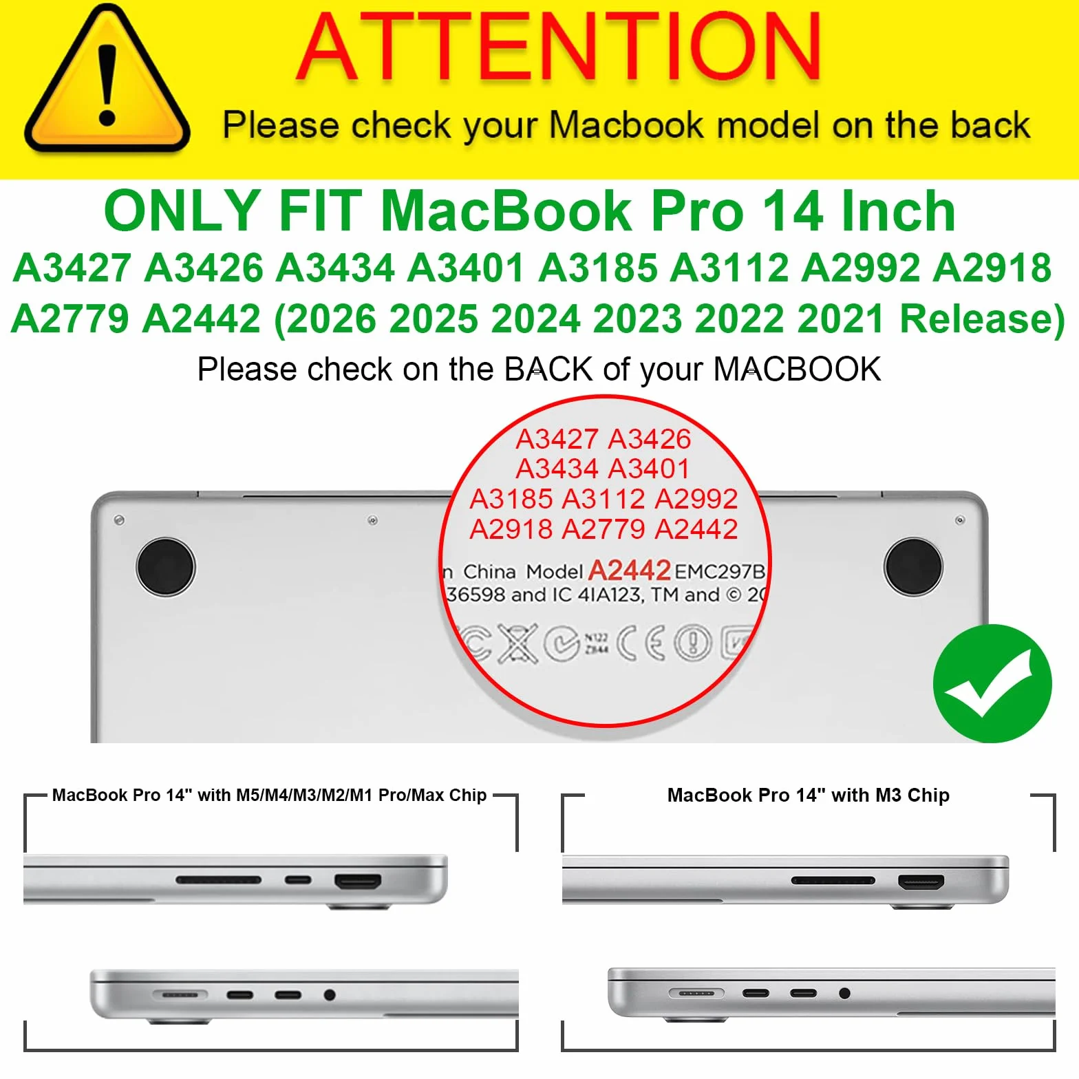 Fintie Etui ochronne do MacBook Pro 14" 2023-2021 A2992 A2918 A2779 A2442 M3 M2 M1 Pro/Max, ultracienkie, czarne błyszczące