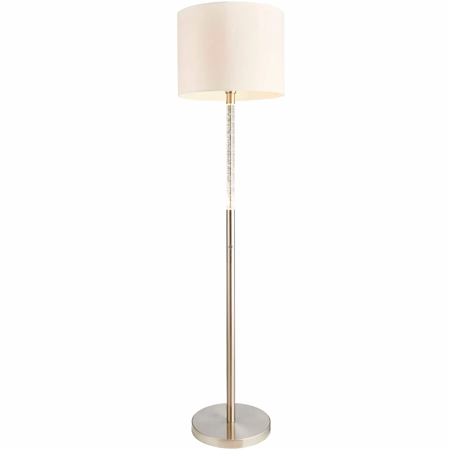 1555 mm wysokości wolnostojąca lampa podłogowa i lampa LED z funkcją łodygi - satynowy chrom i abażur z tkaniny - 60 W Max E27 żarówka nastrojowe oświetlenie - salon salon salon salon podstawka do czytania - metal wysoki i dotykowy ściemniacz