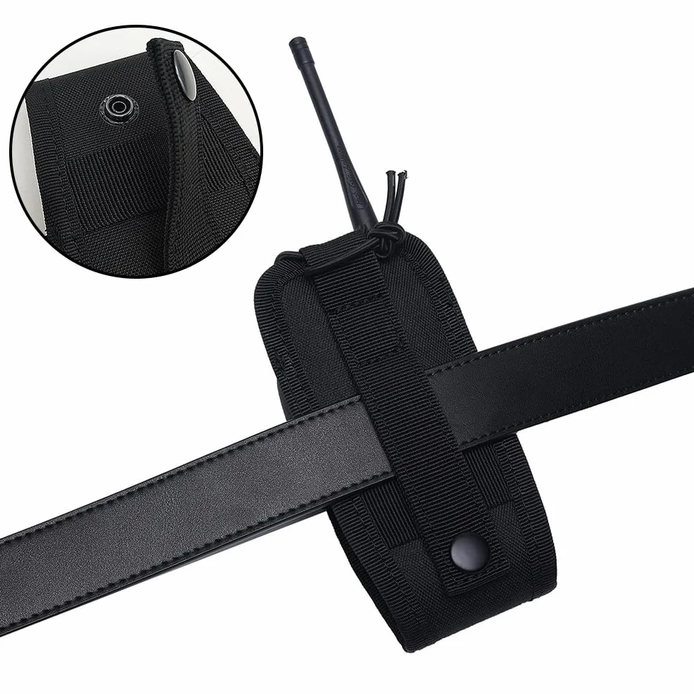 Helweet Torba na Walkie Talkie, radio, telefon, małe urządzenia, czarna, 15 x 6,5 x 5 cm, zestaw głośnomówiący, przenośny, wodoszczelny, poliester, aktywności na świeżym powietrzu