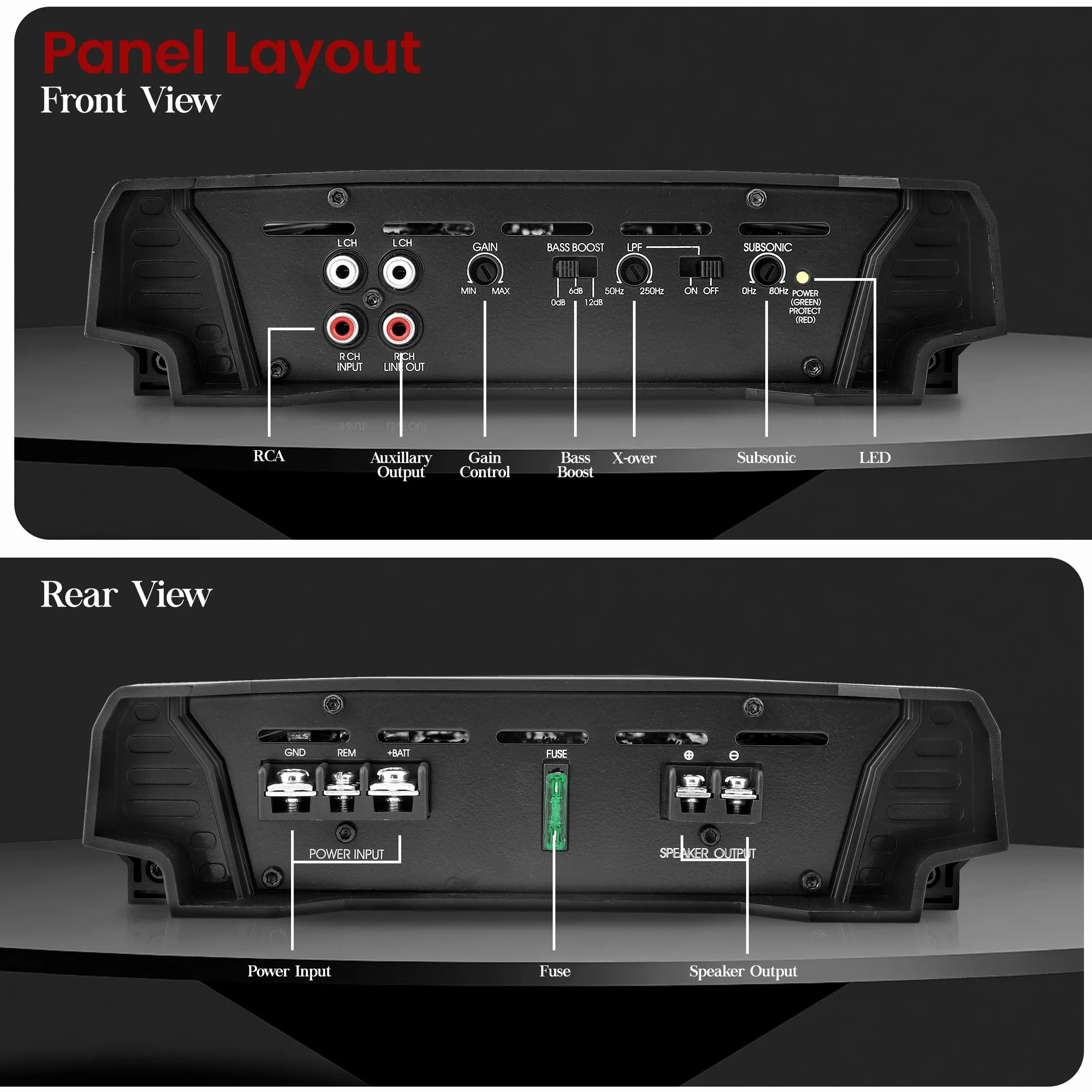 LANZAR HTG137 Monoblock Car Amplifier 2000W 2 Ohm Subwoofer