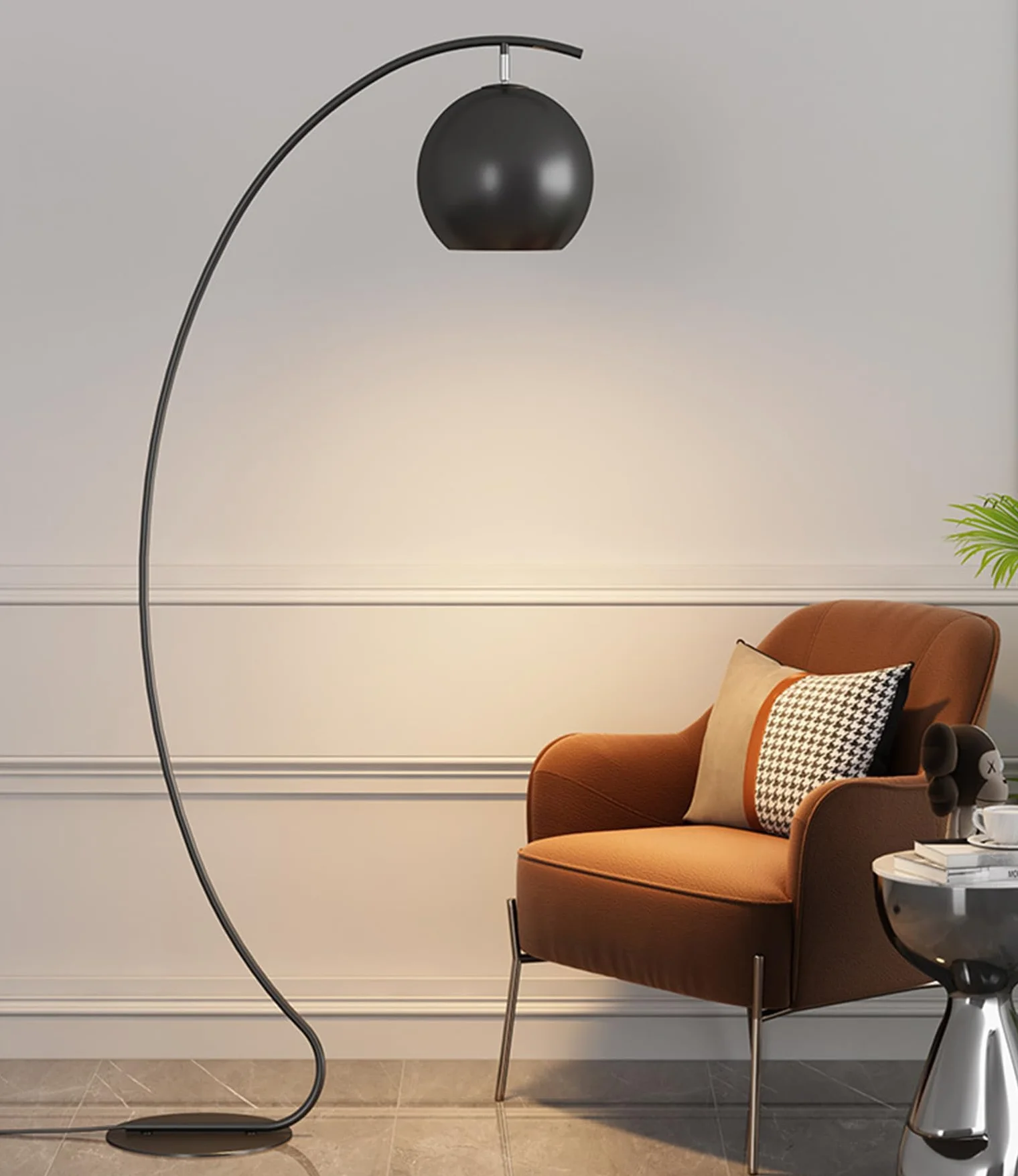 Lampy stojące do salonu Lampa podłogowa z pilotem łuku zdalnego sterowania, bezstopniowa ściemniana, lampka do czytania do sypialni, kolor czarny