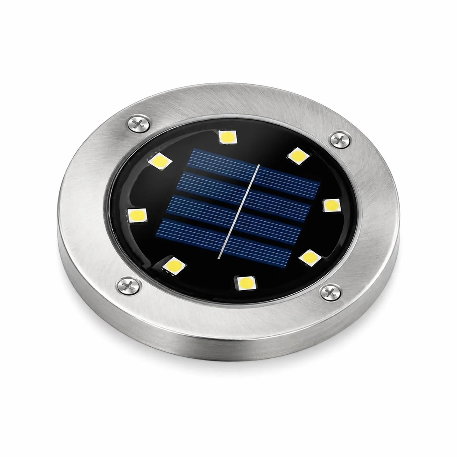 Lampy Solarne Naziemne, Solarne Lampy Gruntowe 8LED Zewnętrzne Ze Stali Nierdzewnej do ścieżki tarasowej(White,8PCS)