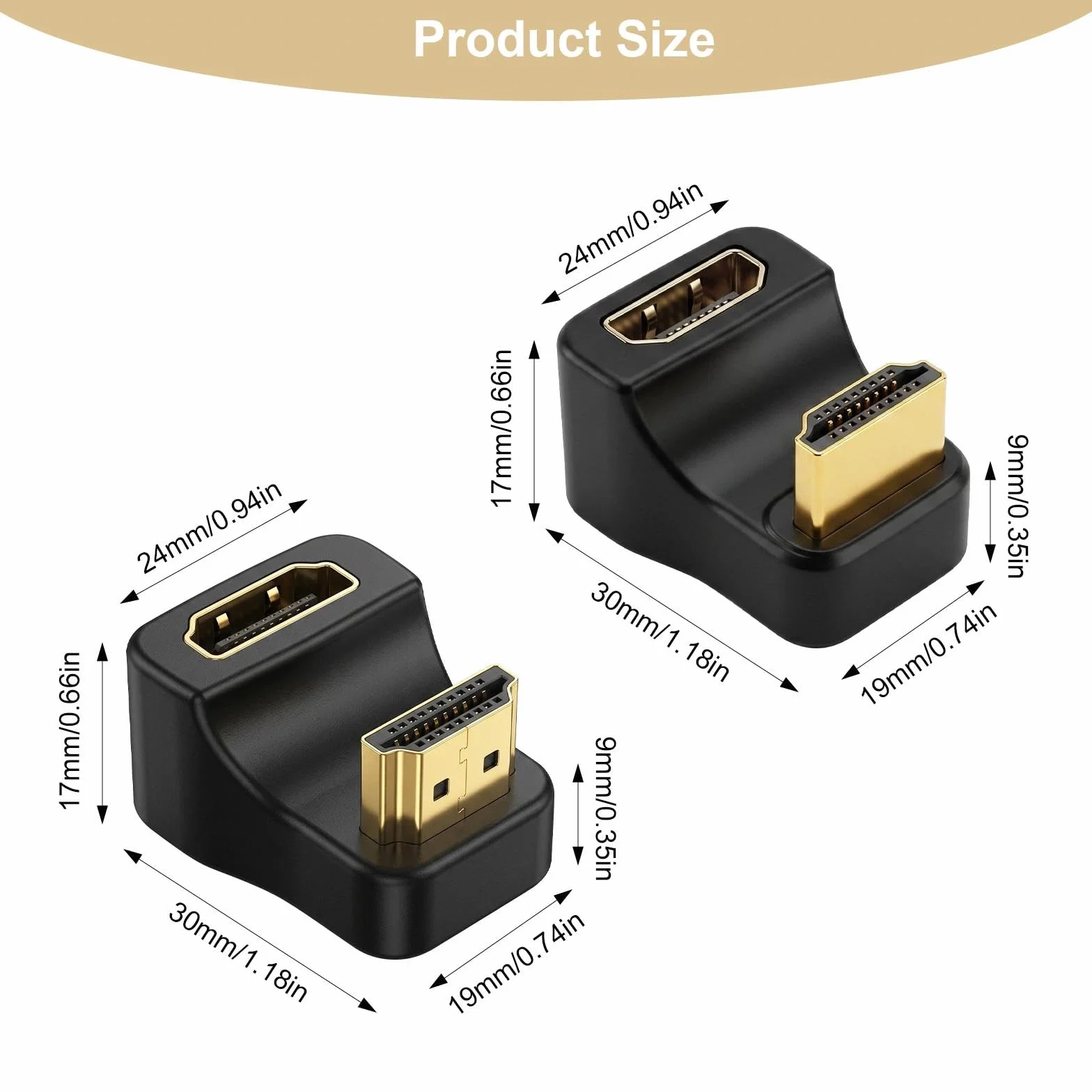 HENGBIRD Adapter HDMI 360° zestaw 2 szt. kątowy HDMI 2.1 8K 60 Hz 48 Gb/s 90 stopni 180°