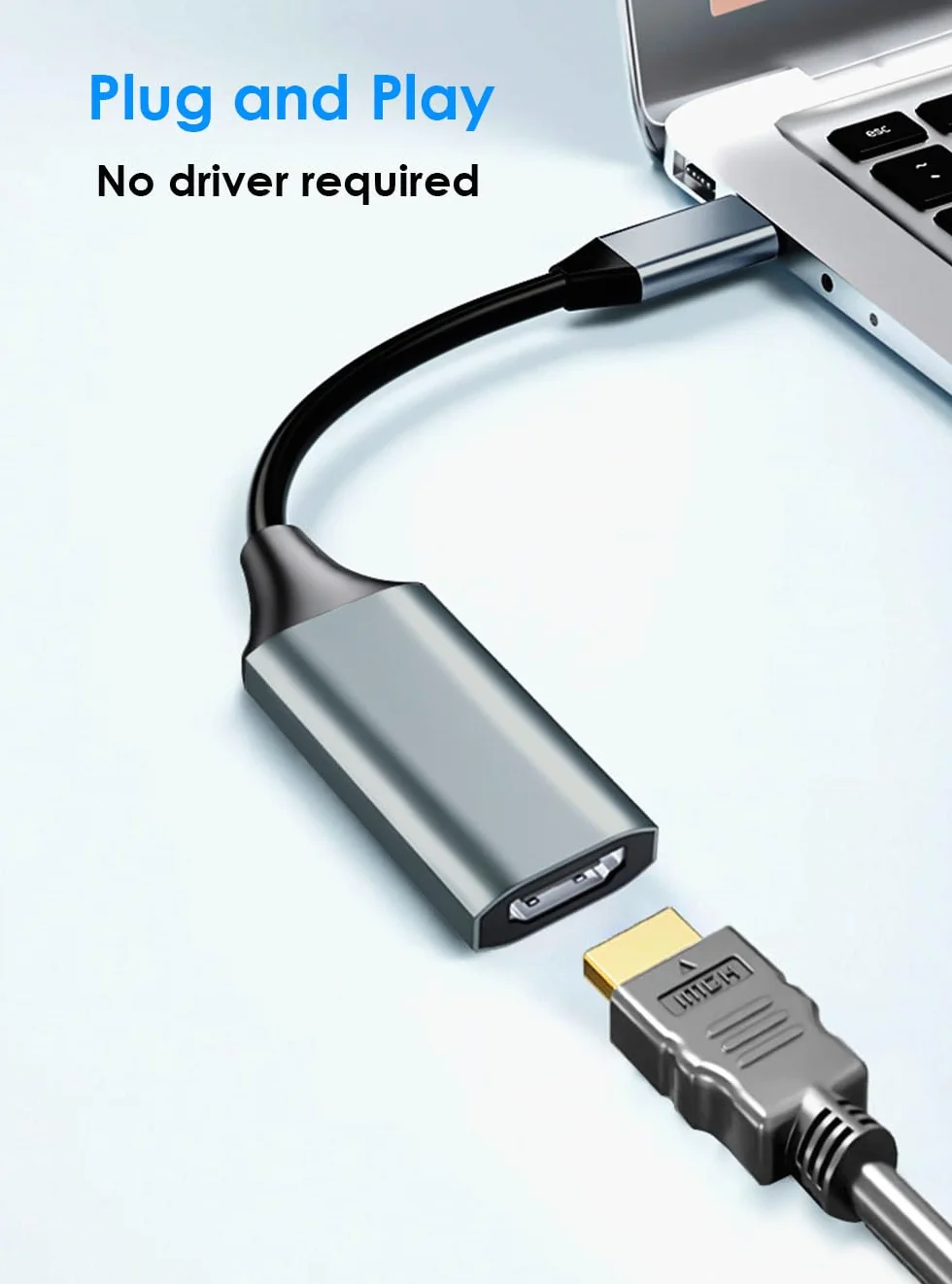 Mepsies Adapter USB C na HDMI 4K, Konwerter USB C HDMI dla iPhone 17/16/15, Galaxy S25 S24 S23, MacBook Pro/Air, Dell XPS 13/14/15, Surface