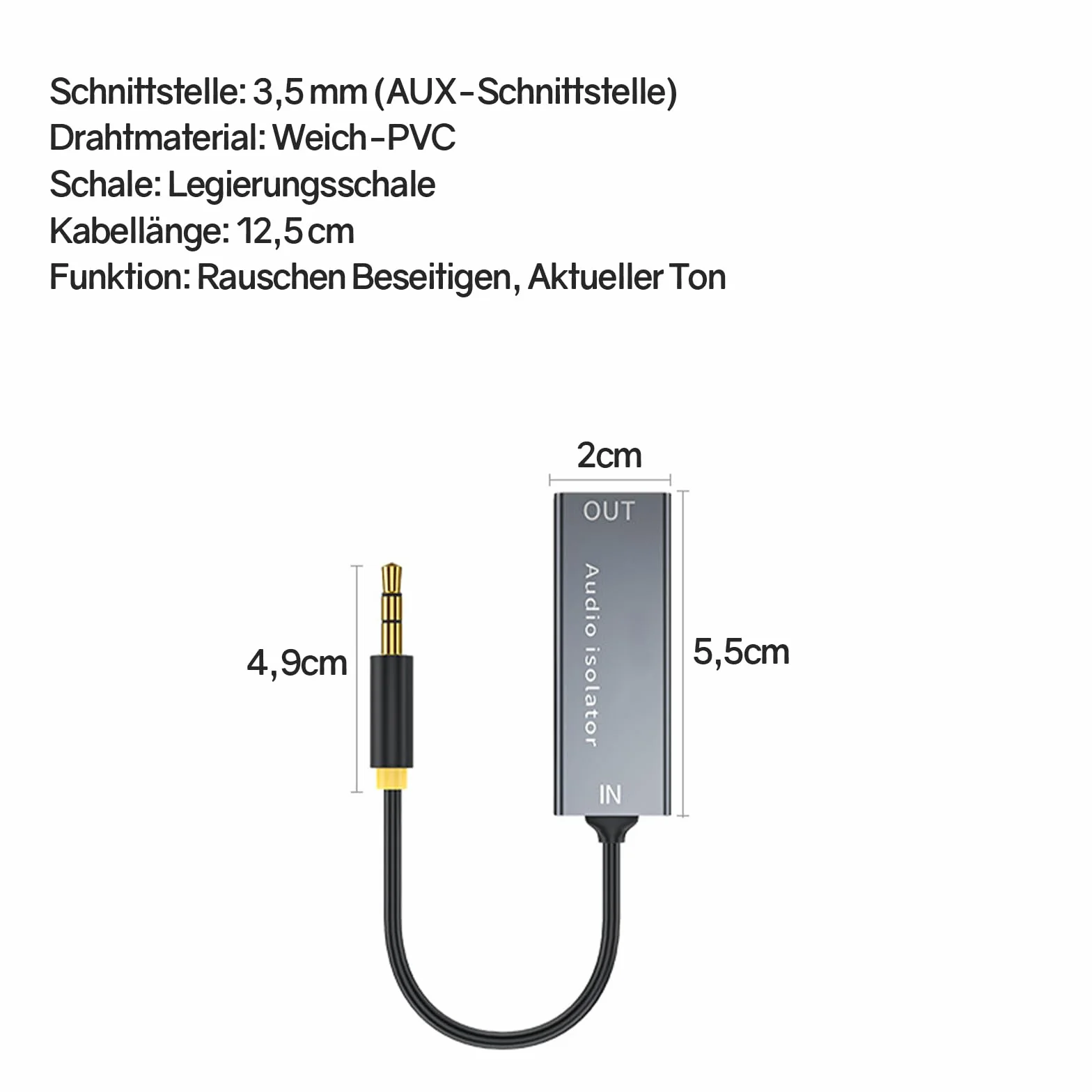VIEVRE Filtr przeciwzakłóceniowy, izolator Ground Loop 3,5 mm, kabel audio do samochodu audio/domu system stereo/głośnik Bluetooth, samochodowy filtr zakłóceń radiowych, filtr szumów, filtr