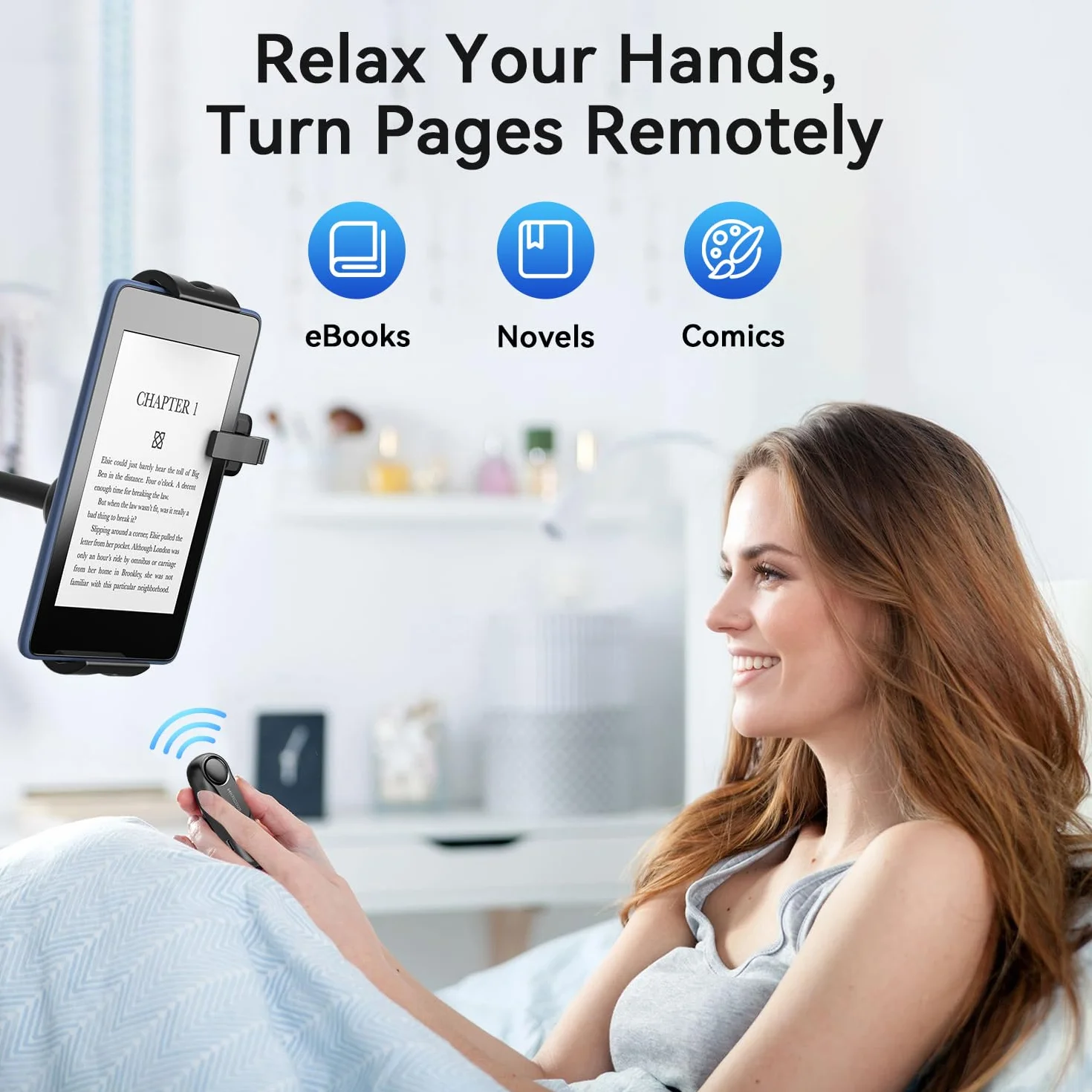 Stojak na Tablet Kindle z Zdalne Przewracacz Stron HKRC005, Stojak na eReaders z Pilotem