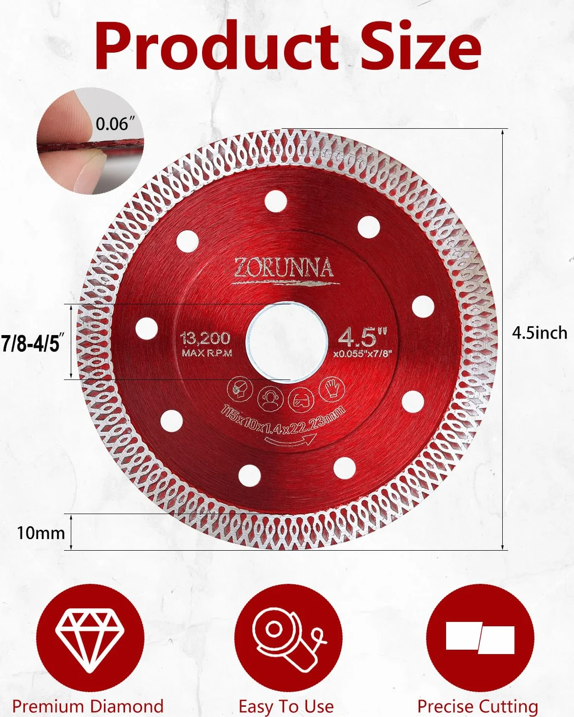 10 x brzeszczoty diamentowe 11,4 cm do szlifierek kątowych, bardzo cienkie ostrze tnące do cięcia płytek porcelanowych, ceramiki, granitu, marmuru.