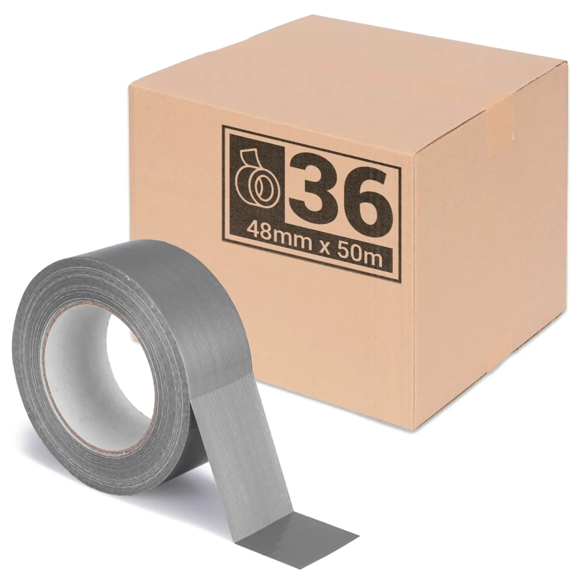 verpacking Zestaw 36 sztuk | taśma z tkaniny premium szara [50 m x 48 mm] taśma pancerna, taśma klejąca, taśma naprawcza | wysoka siła klejenia | taśma Gaffa Tape