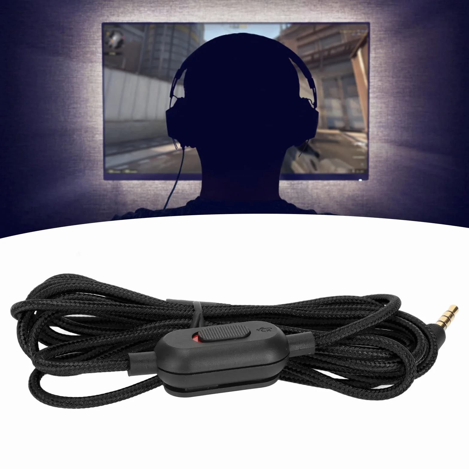 Zamienny kabel audio AUX z mikrofonem i regulacją głośności do G Pro G Pro X G433 G233 czarny