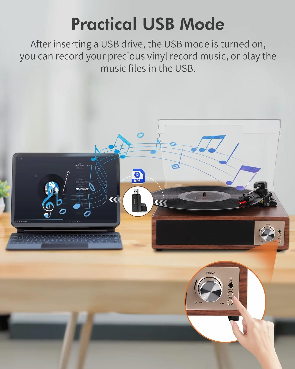 Gramofon Bluetooth 5.4 33/45/78 obr./min Odtwarzacz Winylowy Stereo