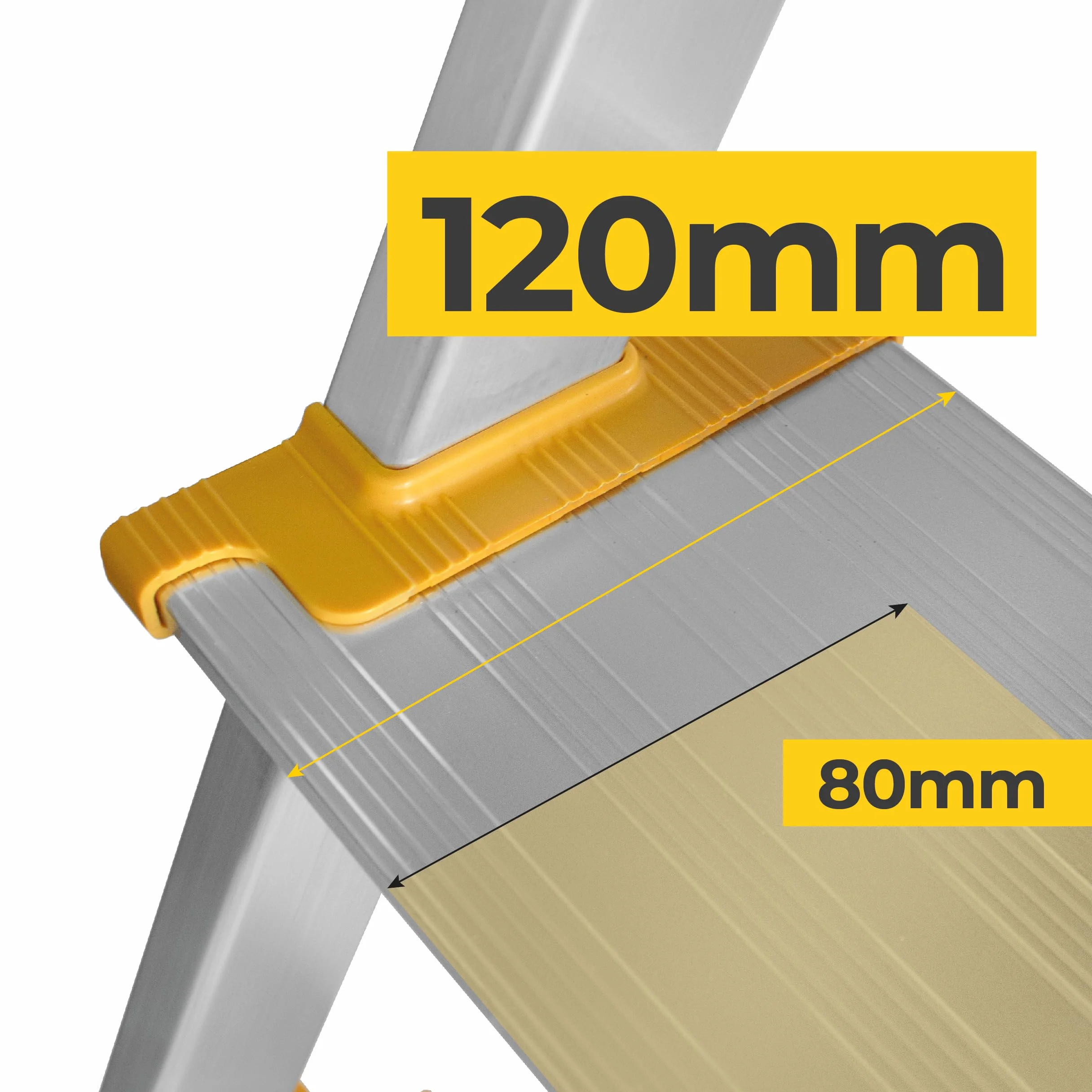 DRABEST 3-stopniowa Drabina składana, Stabilna Drabina aluminiowa - antypoślizgowa z półką i szerokimi stopniami 120 mm, do domu i pracy - obciążenie maksymalne do 150 kg