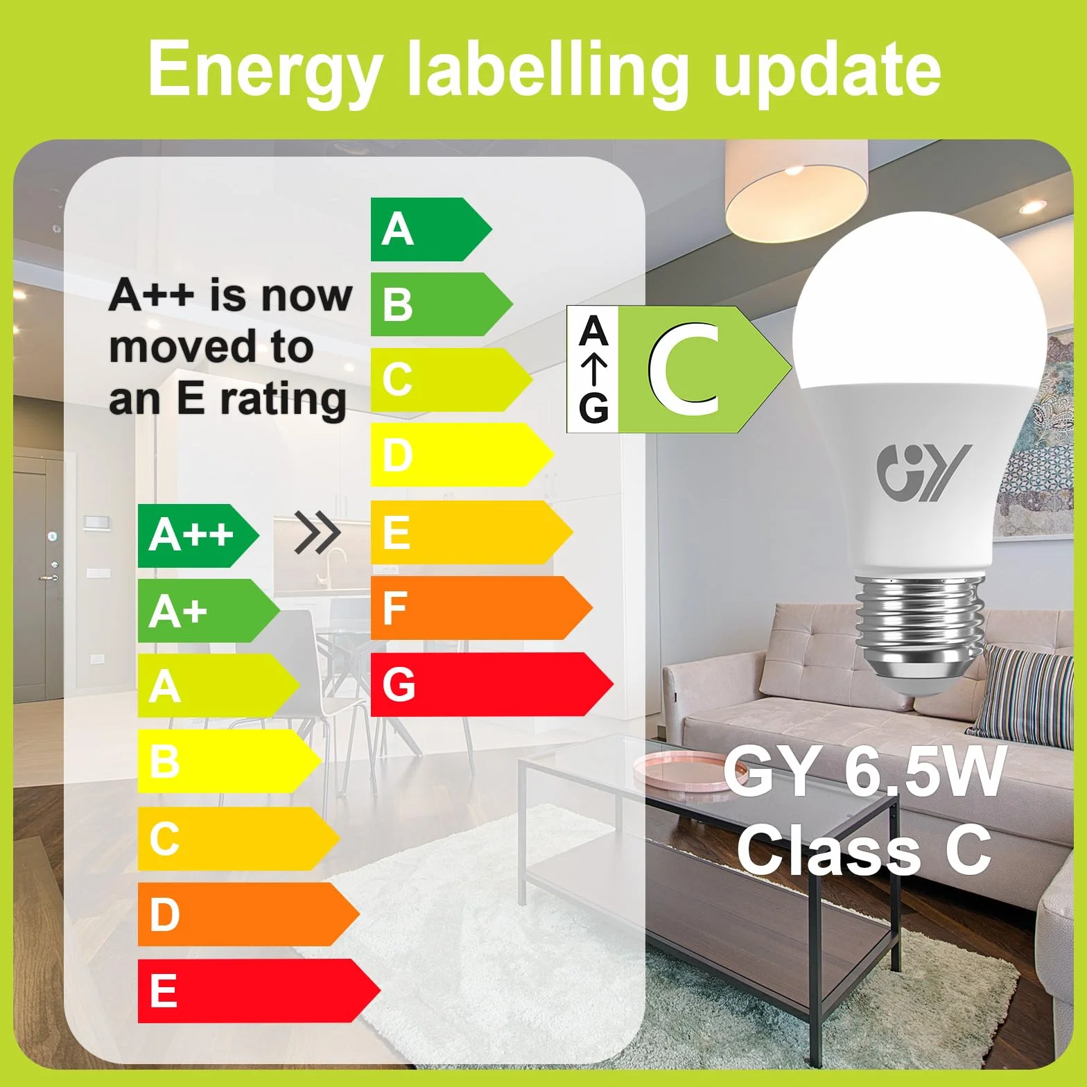 GY Żarówka E27 LED 6,5W 1050LM, Ciepła Biel 3000K, Kąt Wiązki 280°, Nieściemniane, Matowe, CRI>80, Zastępuje Lampa Halogenowe 75W, Pakiet 6 Sztuk