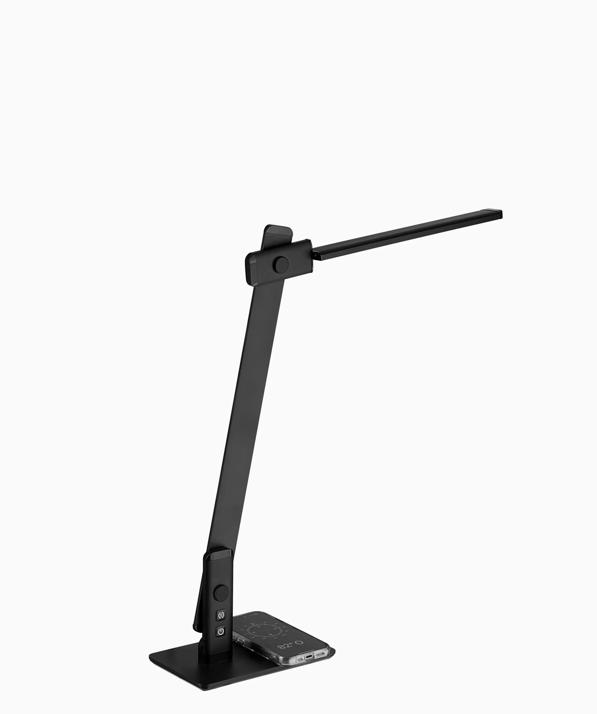 ALCO-Albert - lampa biurkowa LED z funkcją ładowania, czarna | Lampa stołowa z regulacją jasności, 3 stopniami jasności, złączem USB i funkcją indukcyjnego ładowania smartfonów