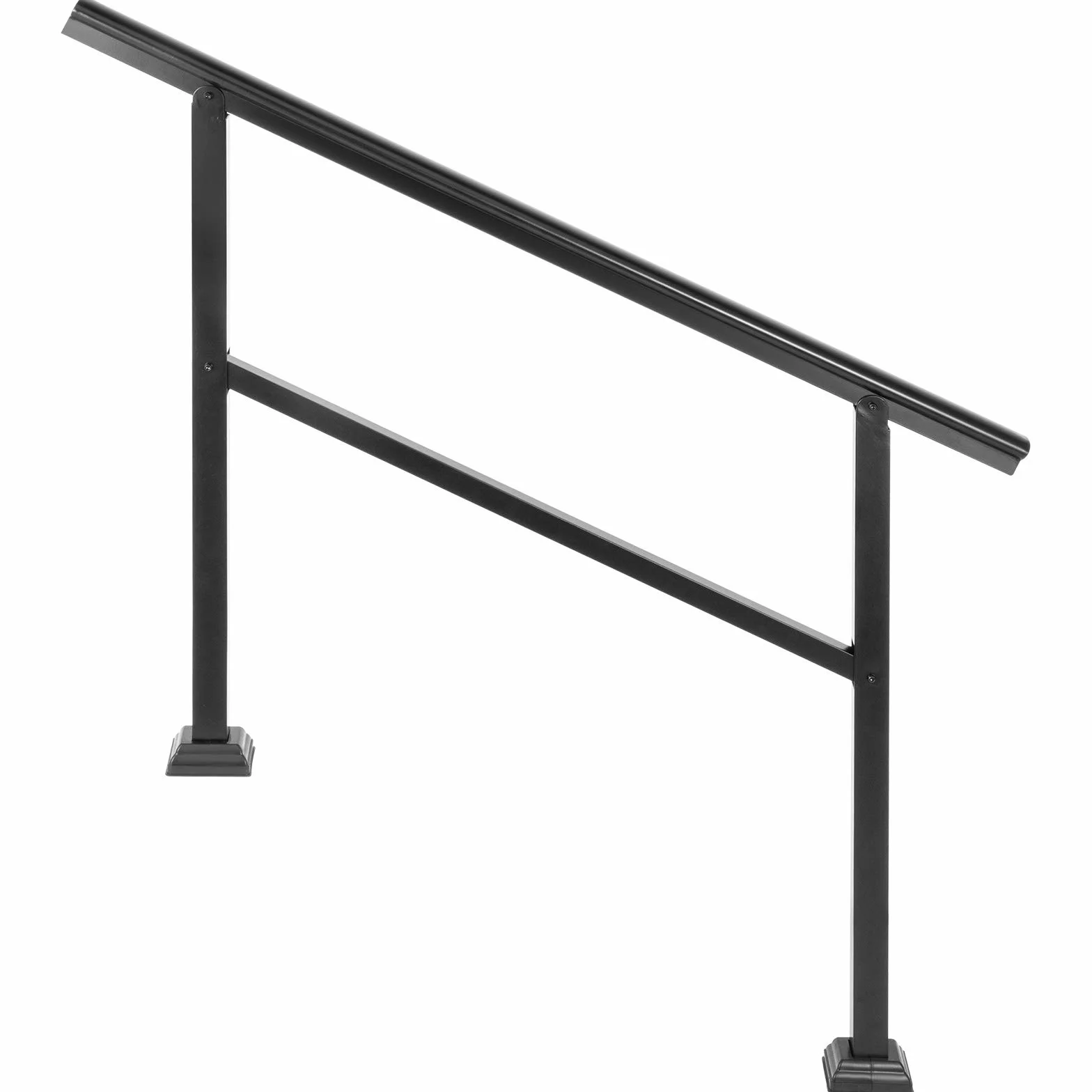 VEVOR Poręcze Schody 121,9 x 90,2 cm, balustrady schodów aluminiowych/żelaznych, poręcze zewnętrzne o grubości 2 mm, poręcze do 1, 2 lub 3 kroków, regulowany zakres, kolor czarny