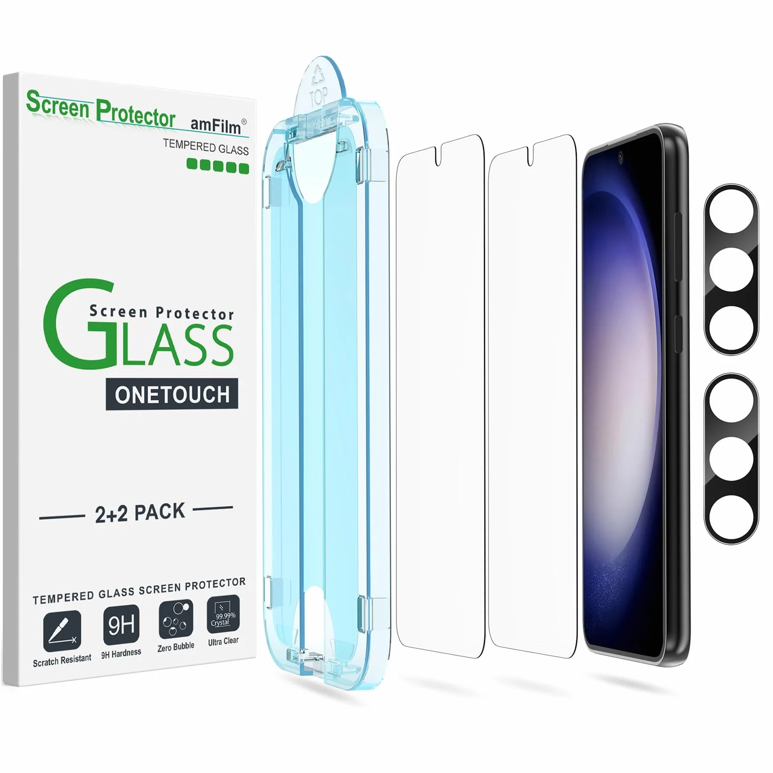 Samsung Galaxy S23 5G OneTouch amFilm Zabezpieczenie ekranu 9H szkło hartowane pakiet 2+2